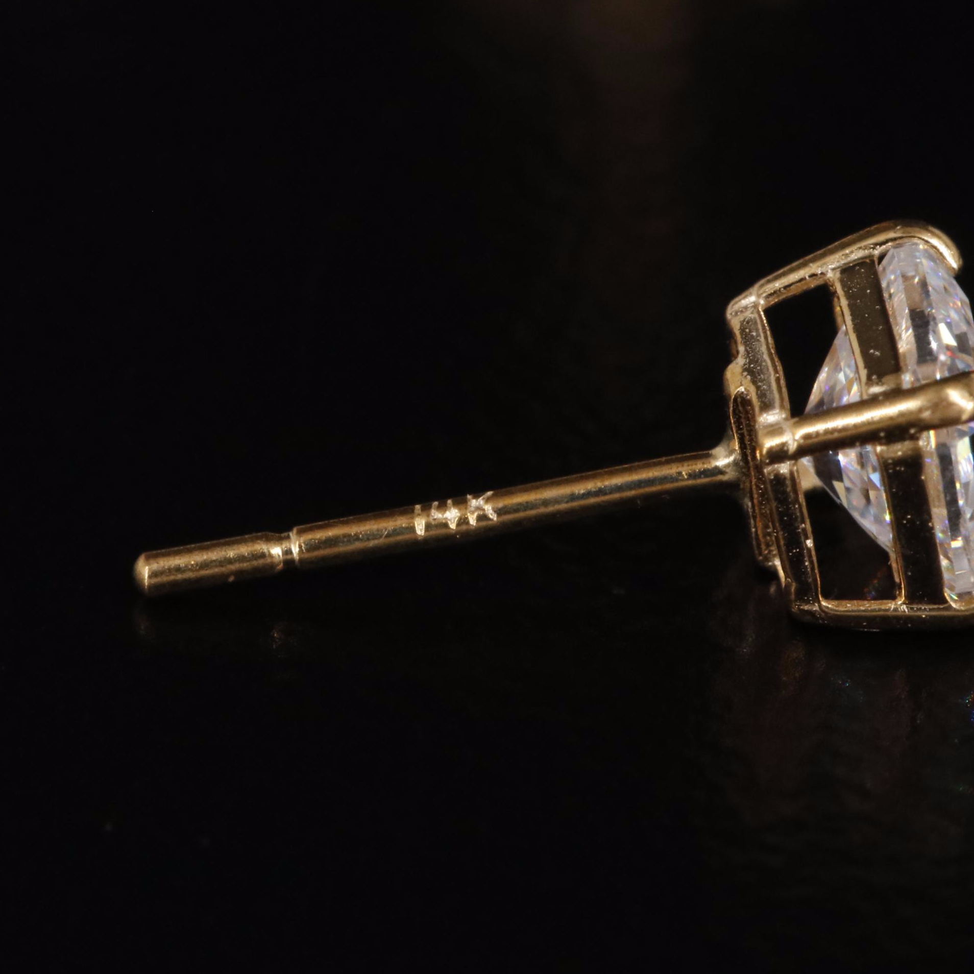 14K Cubic Zirconia Square Stud Earrings