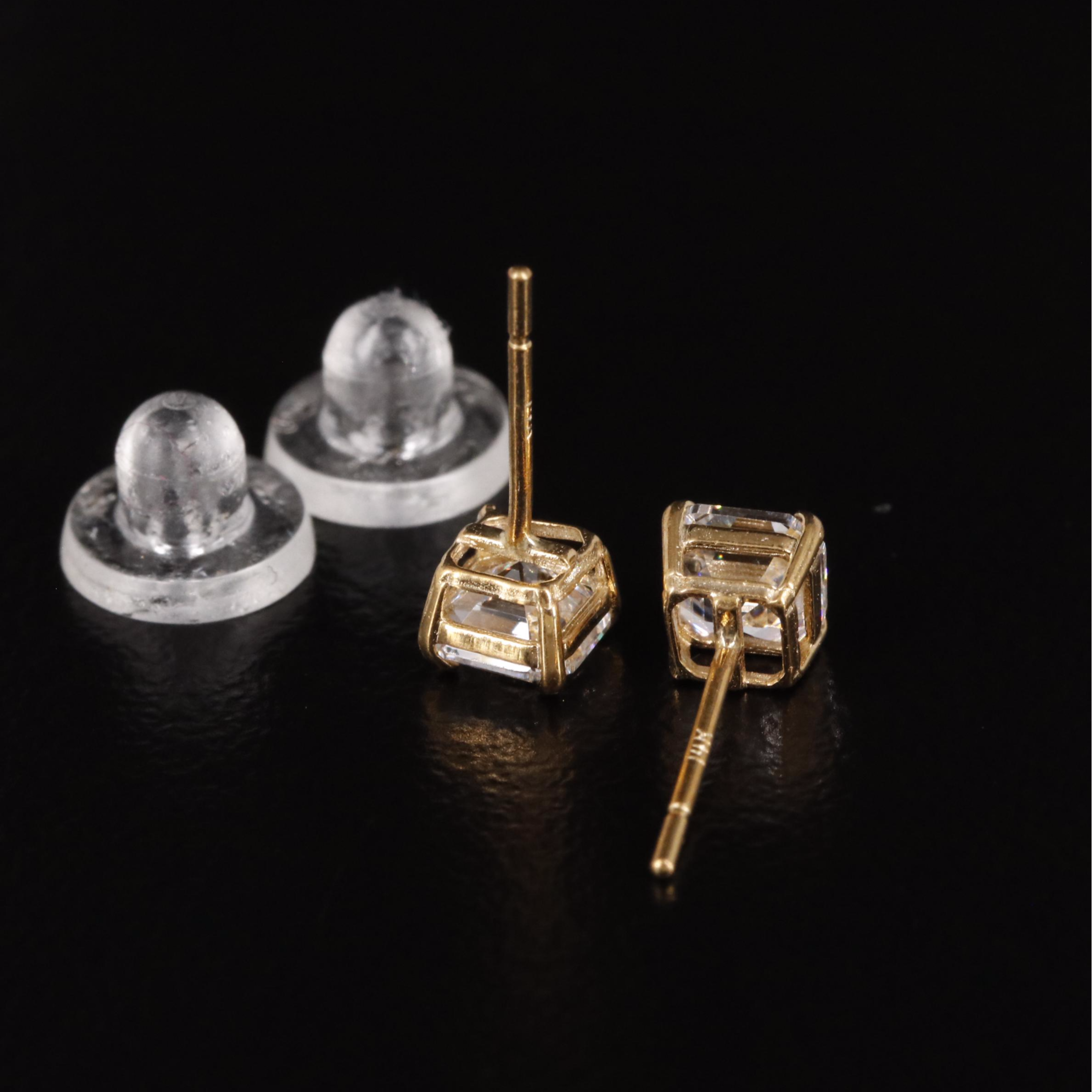 14K Cubic Zirconia Square Stud Earrings