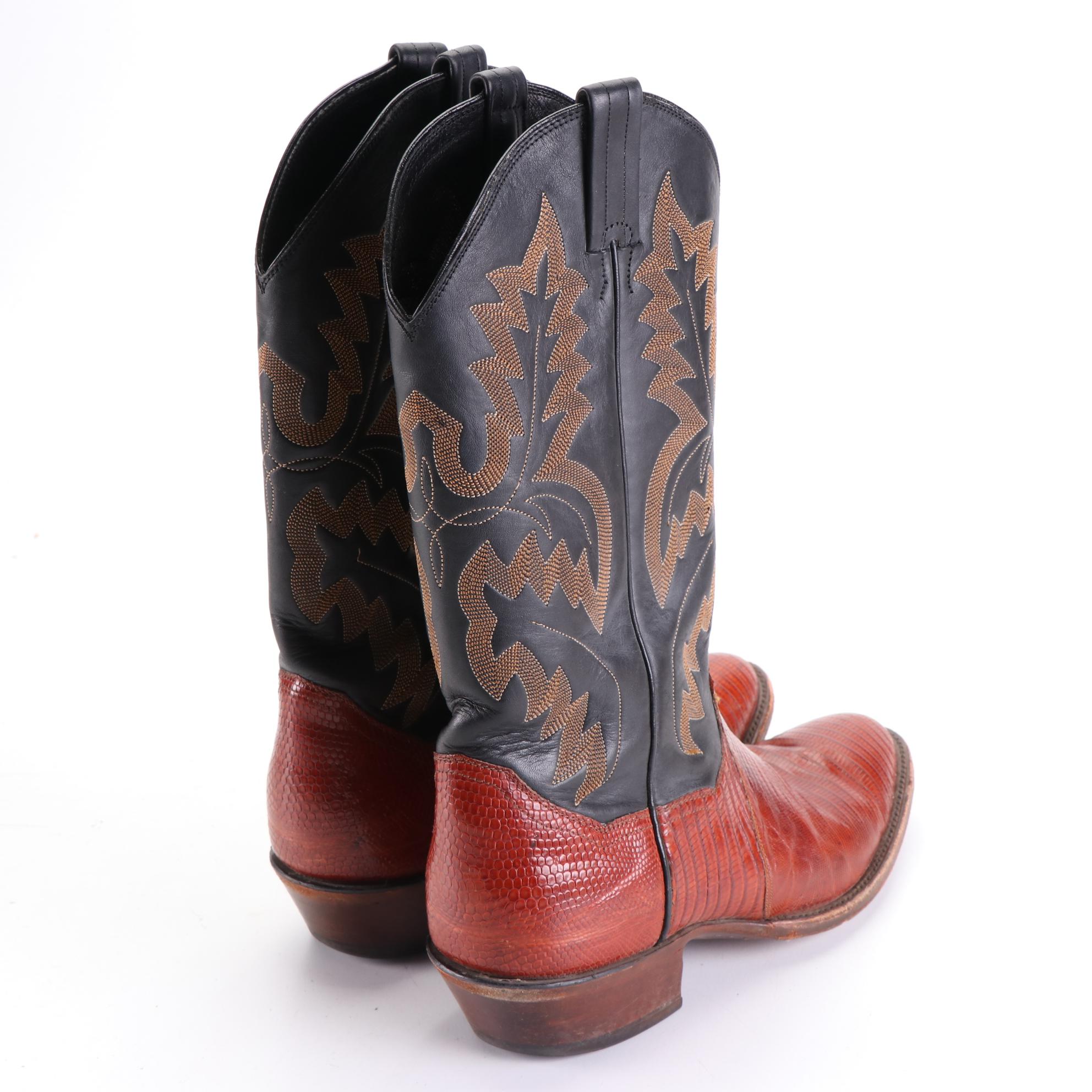 Panhandle Slim Leather and Lizard Skin Western Boots