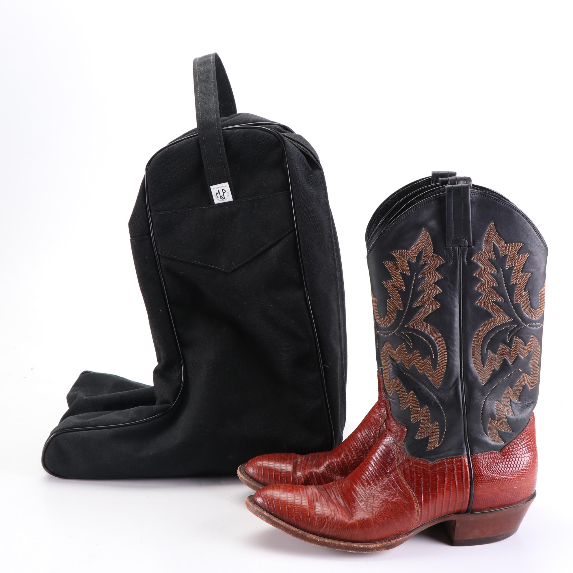 Panhandle Slim Leather and Lizard Skin Western Boots