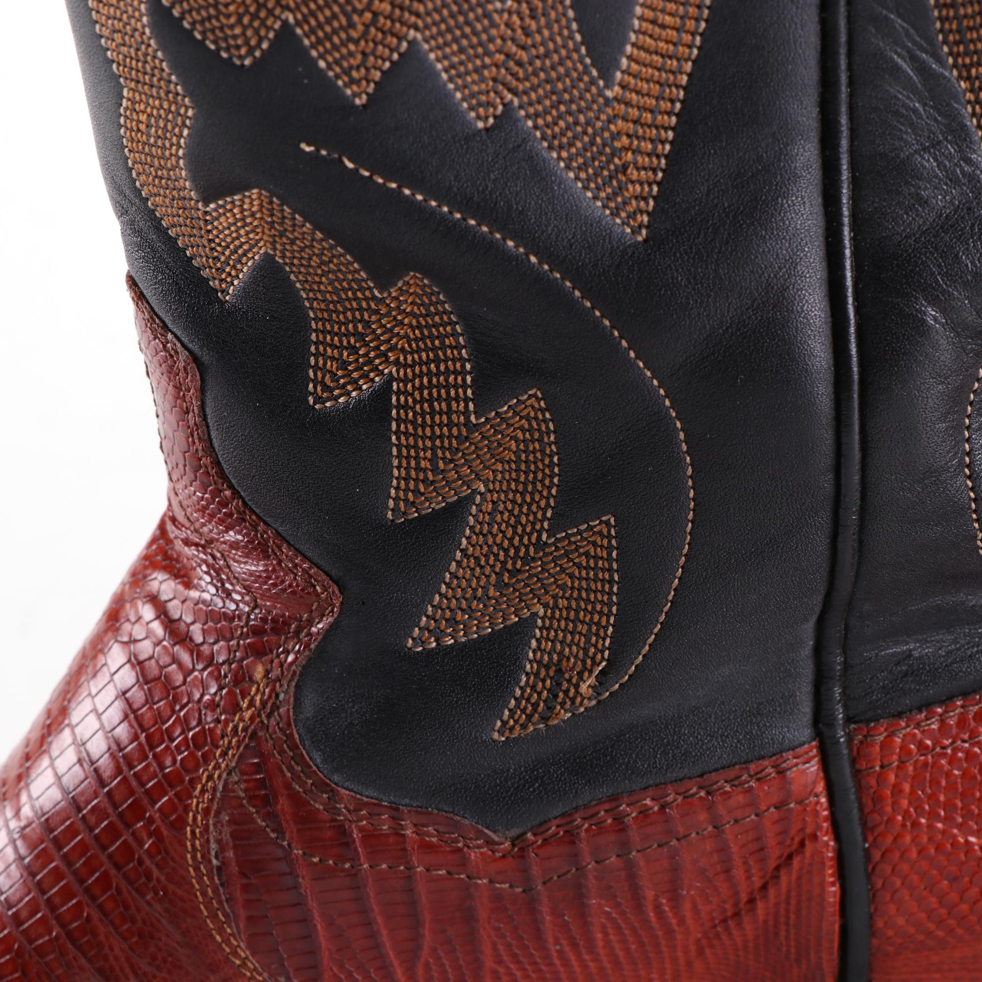 Panhandle Slim Leather and Lizard Skin Western Boots