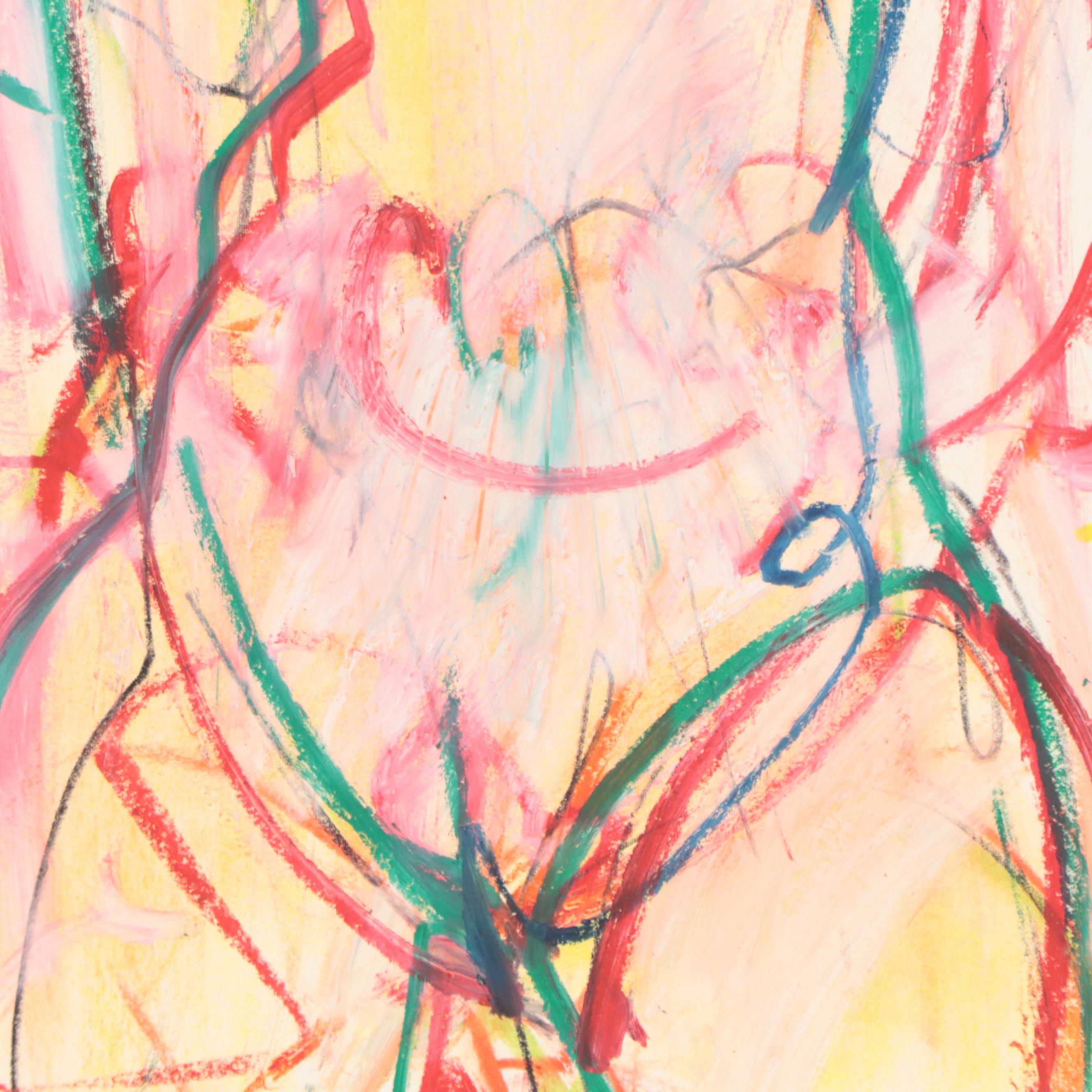 Jack Meanwell Figural Oil Pastel Drawing, 1981