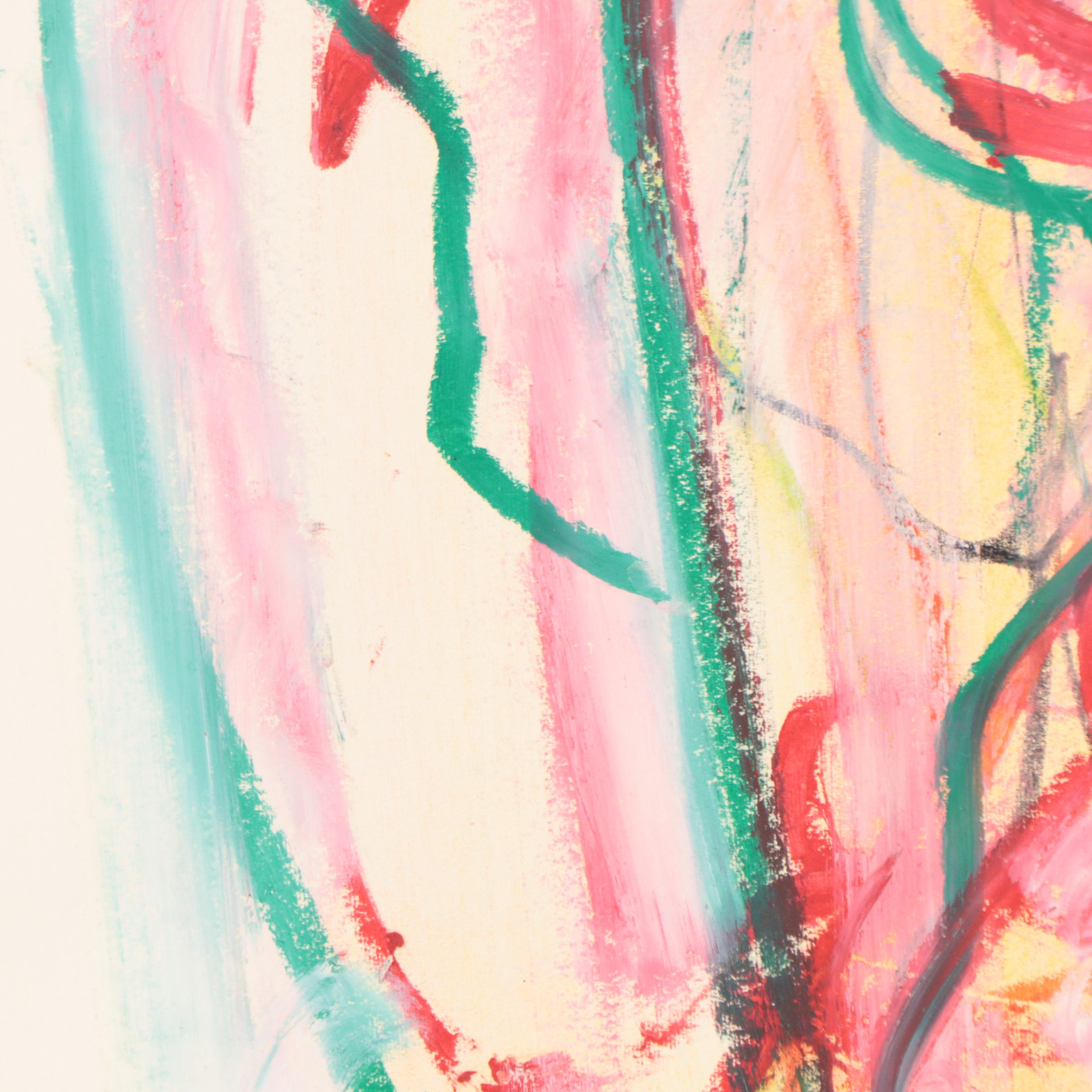 Jack Meanwell Figural Oil Pastel Drawing, 1981