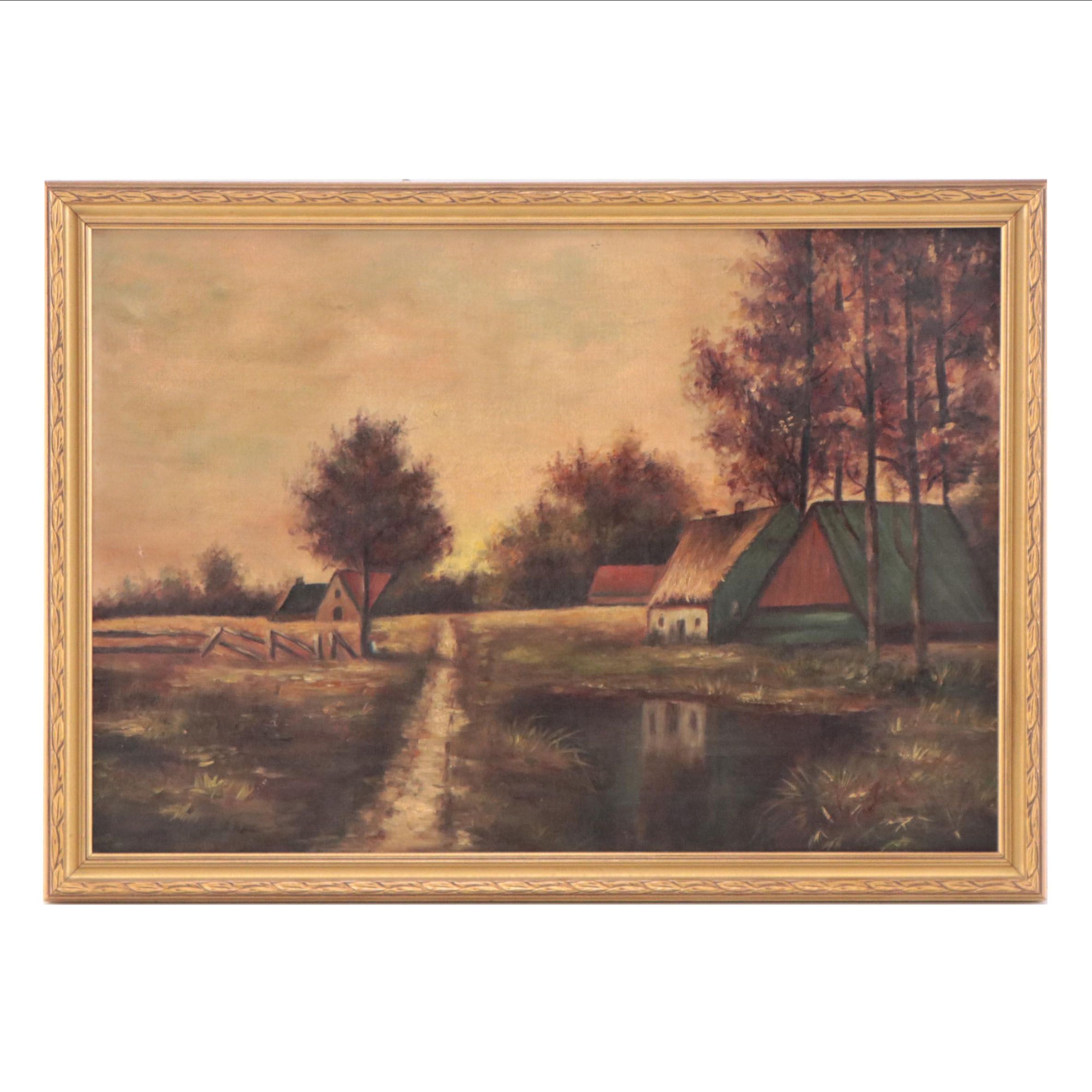 Oil Painting of Pastoral Landscape