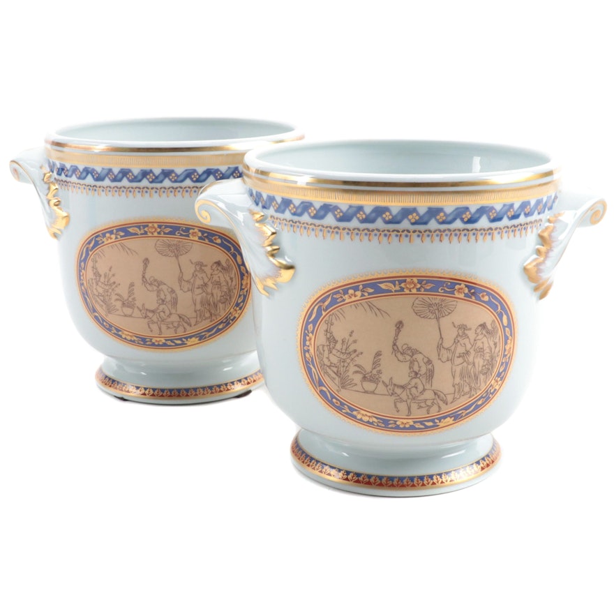 Mottahedeh "Chinoise Blue" Porcelain Cache Pots