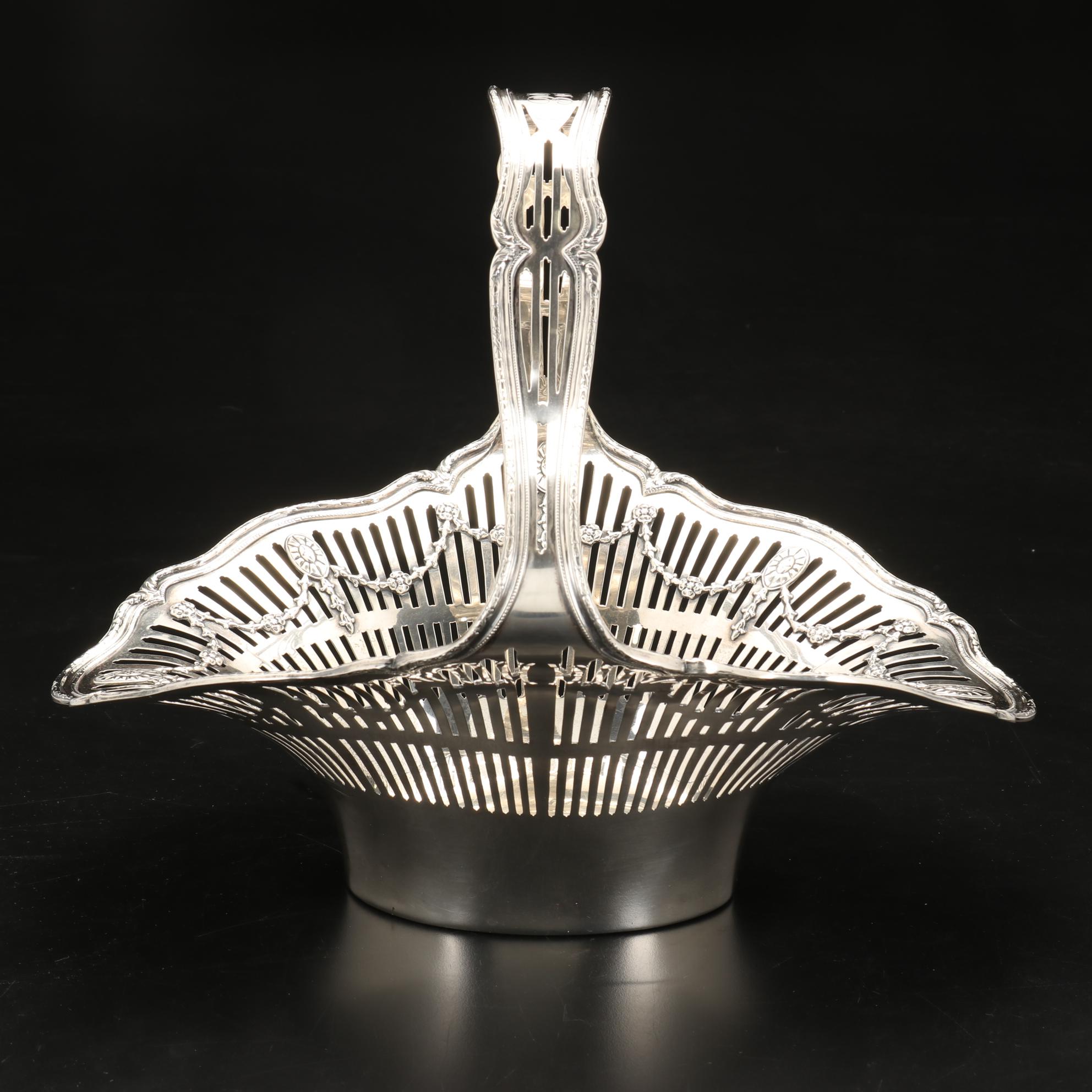 Shreve & Co. Reticulated Adams Style Sterling Silver Basket Centerpiece