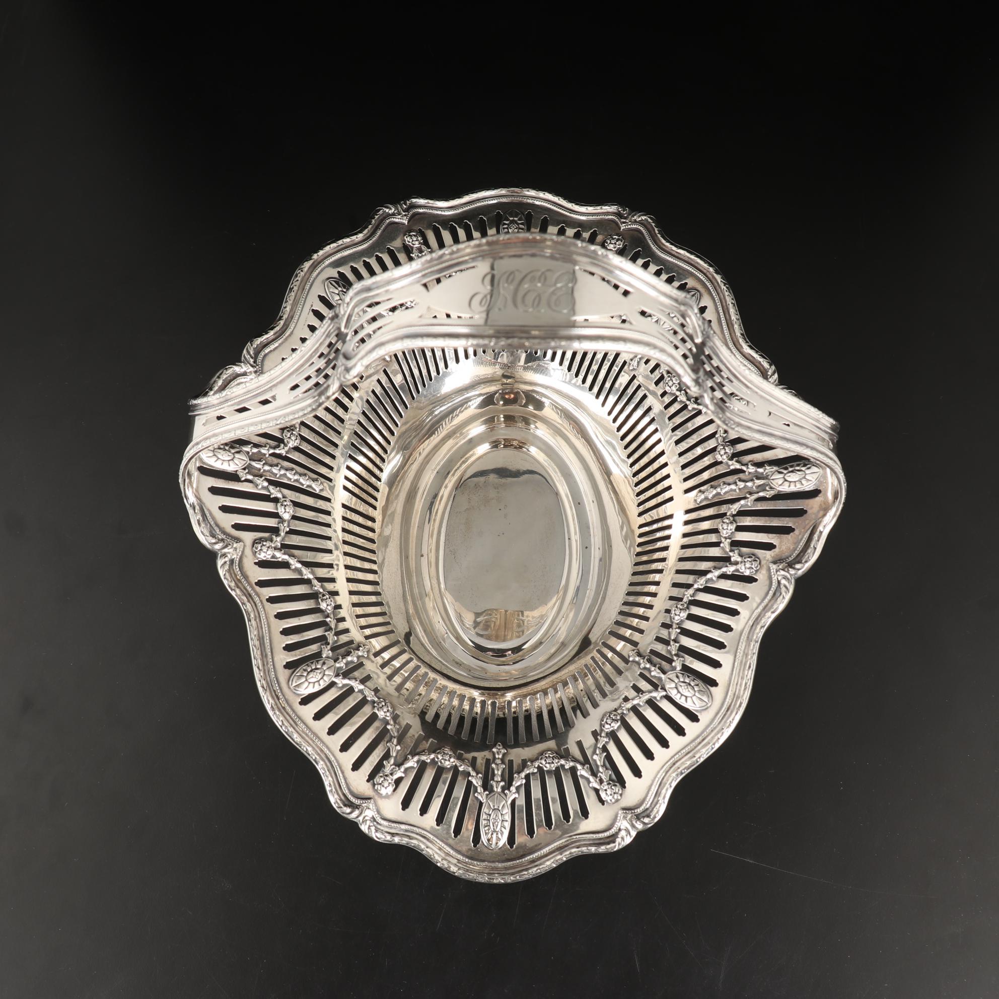 Shreve & Co. Reticulated Adams Style Sterling Silver Basket Centerpiece