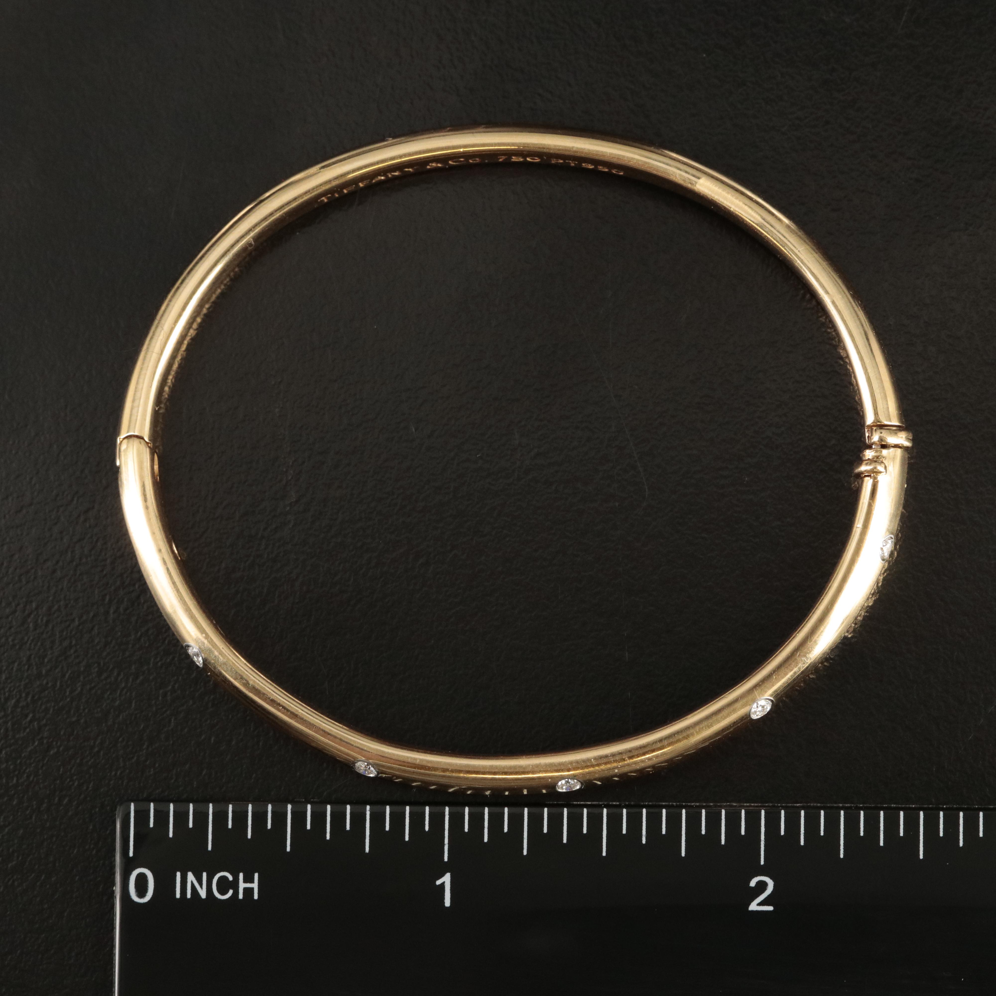 Tiffany & Co. 18K 0.27 CTW Diamond "Etoile" Hinged Bangle with Platinum Accents