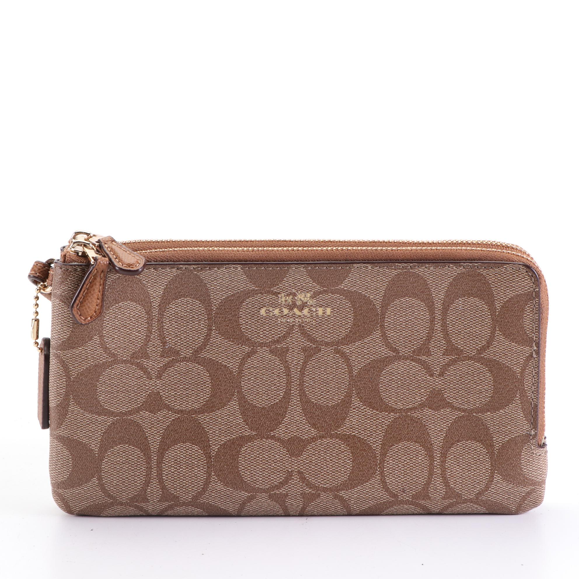 Coach Signature Canvas Wristlet Wallet, Leather Card Case and Havana Sunglasses