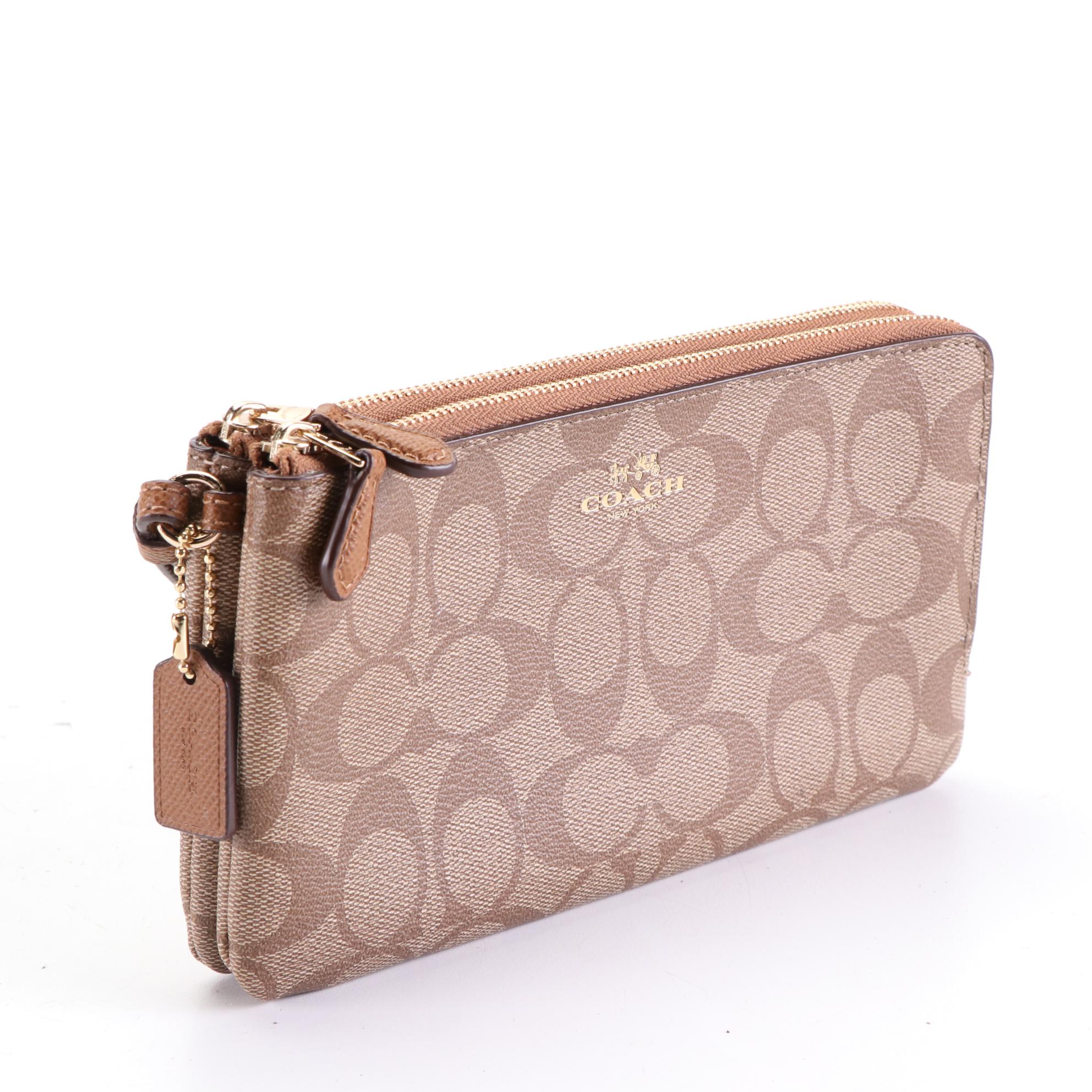 Coach Signature Canvas Wristlet Wallet, Leather Card Case and Havana Sunglasses