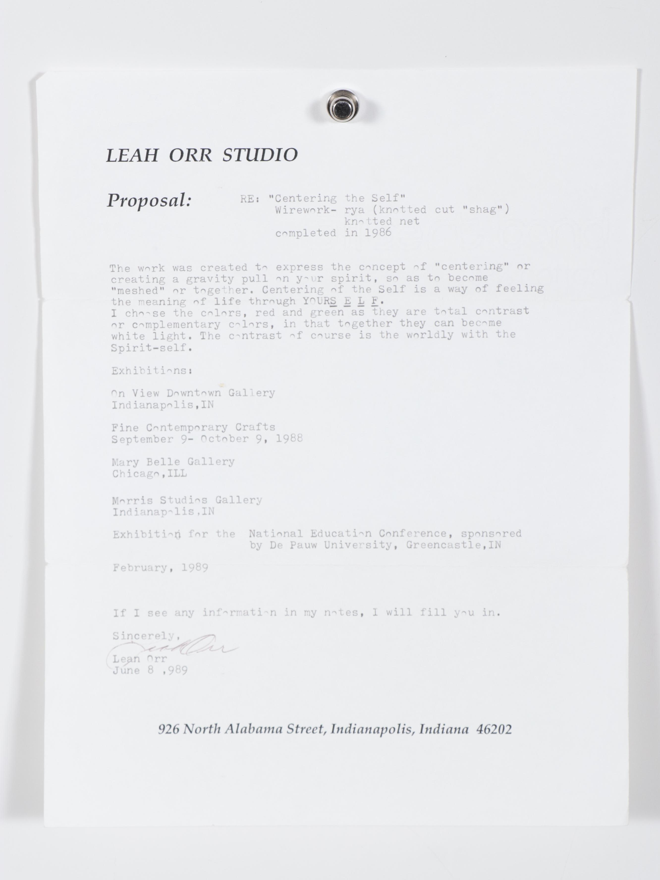 Leah Orr Wirework Knotted Net "Centering the Self," 1986