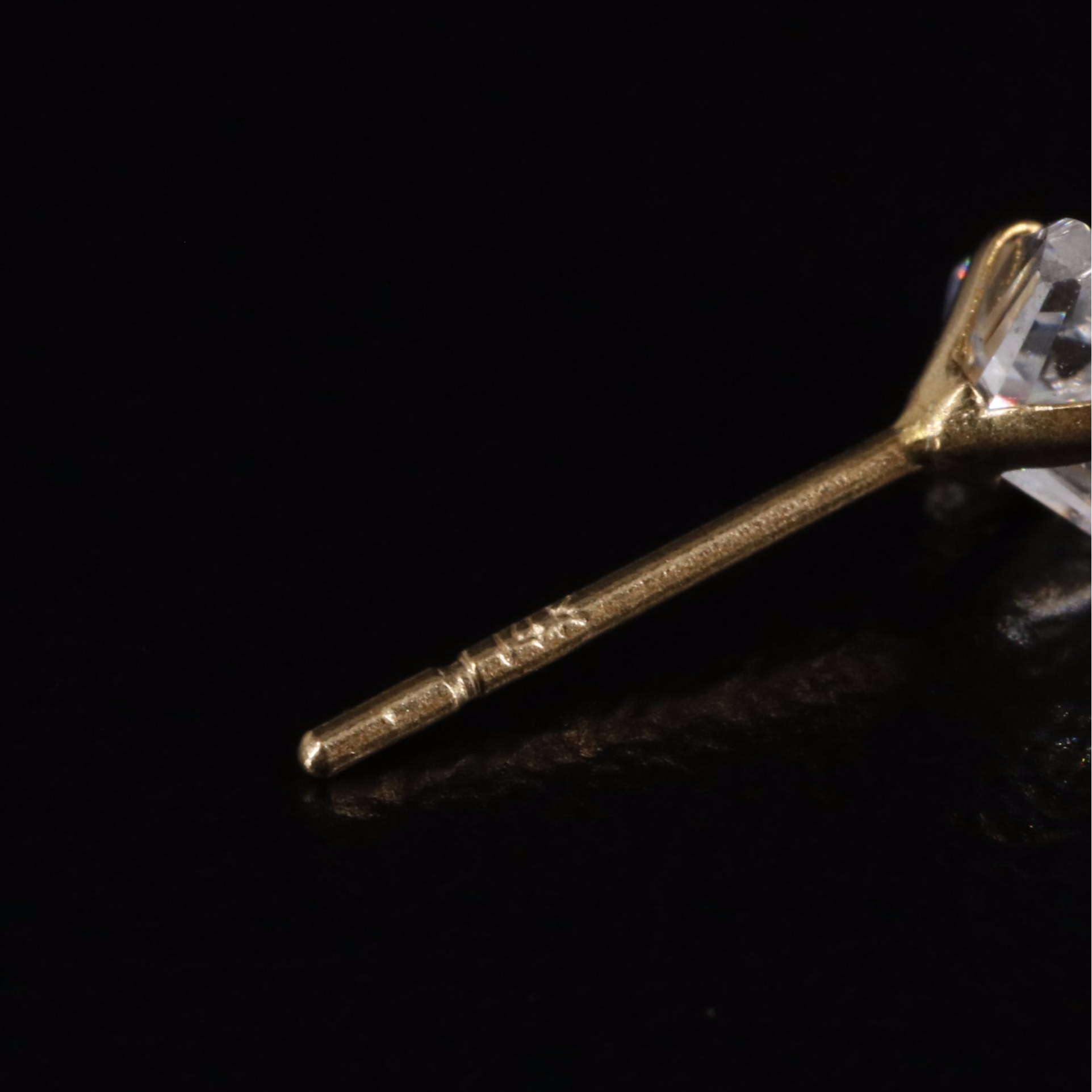 14K Cubic Zirconia Triangle Stud Earrings