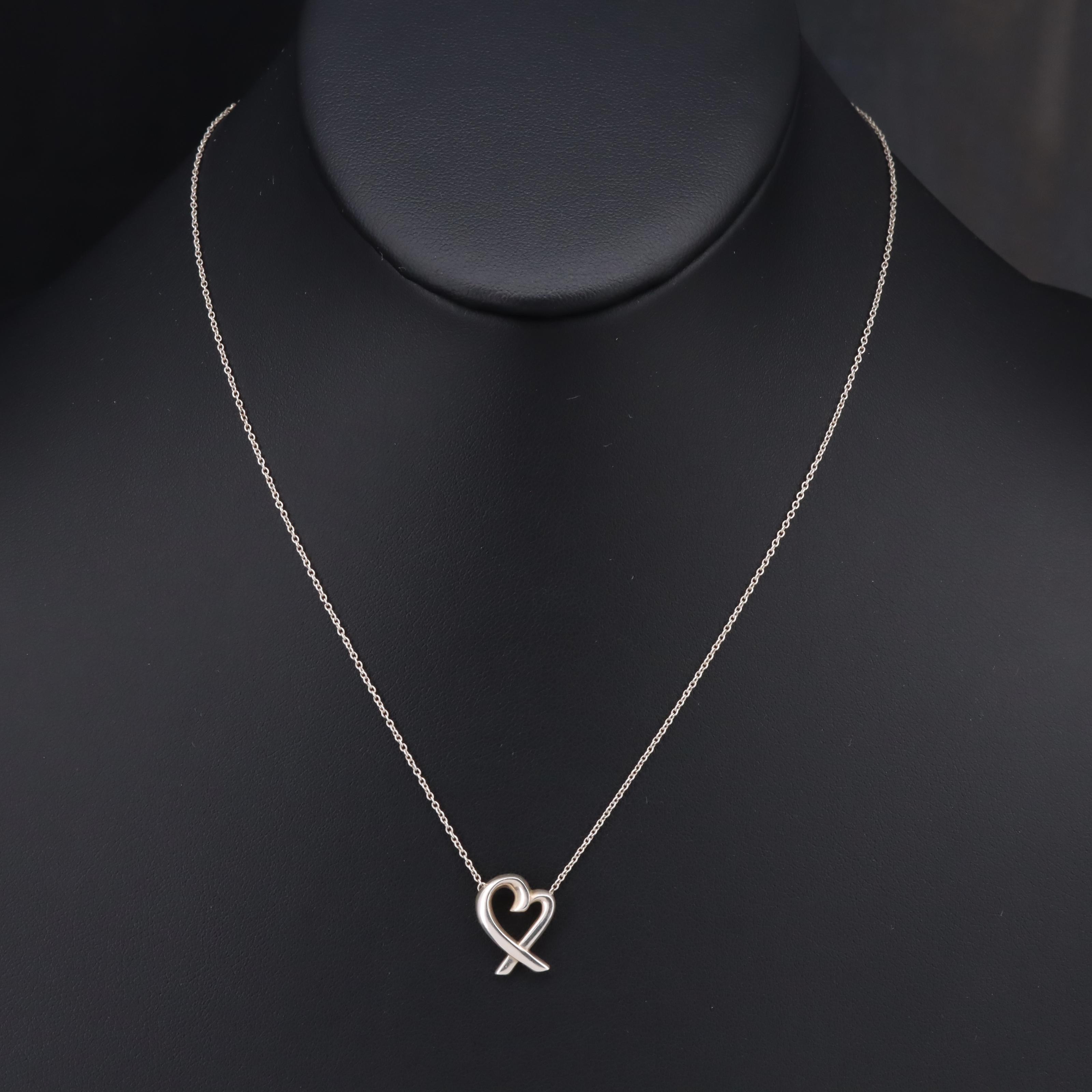 Paloma Picasso for Tiffany & Co. "Loving Heart"  Sterling Necklace with Box