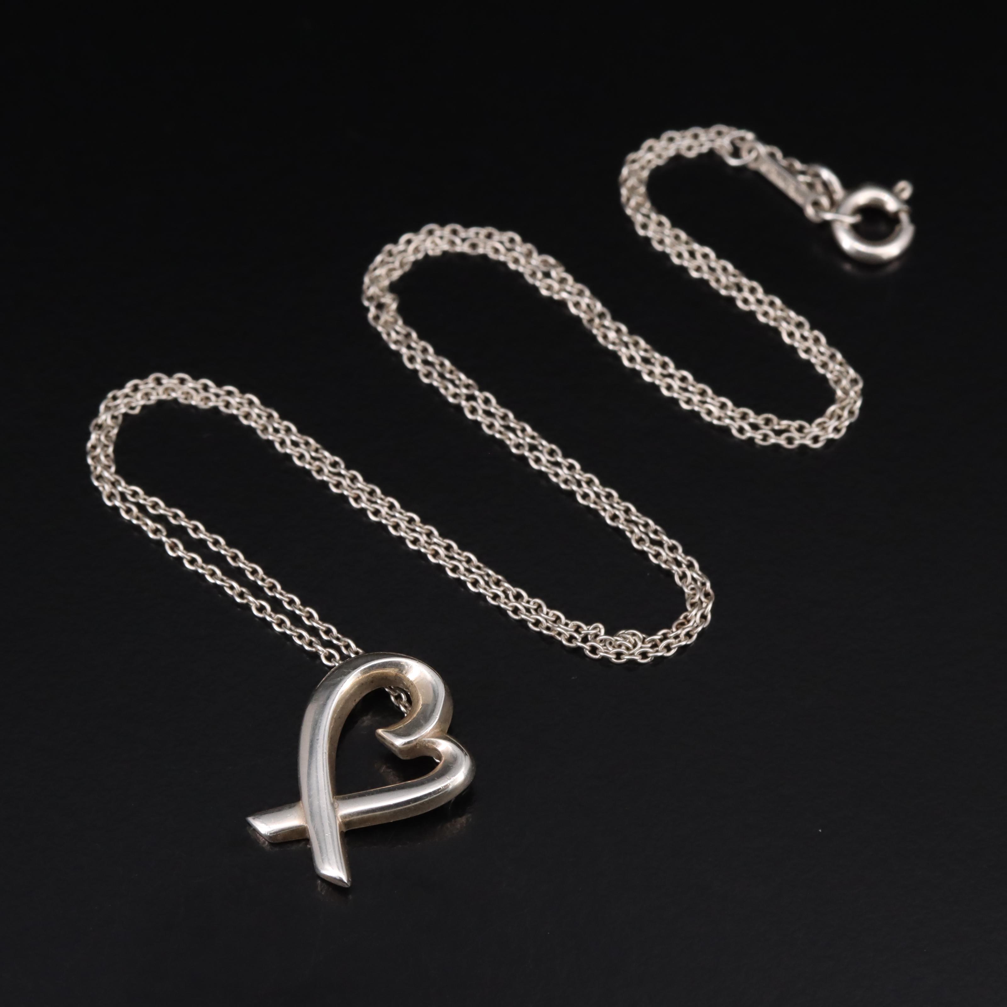 Paloma Picasso for Tiffany & Co. "Loving Heart"  Sterling Necklace with Box