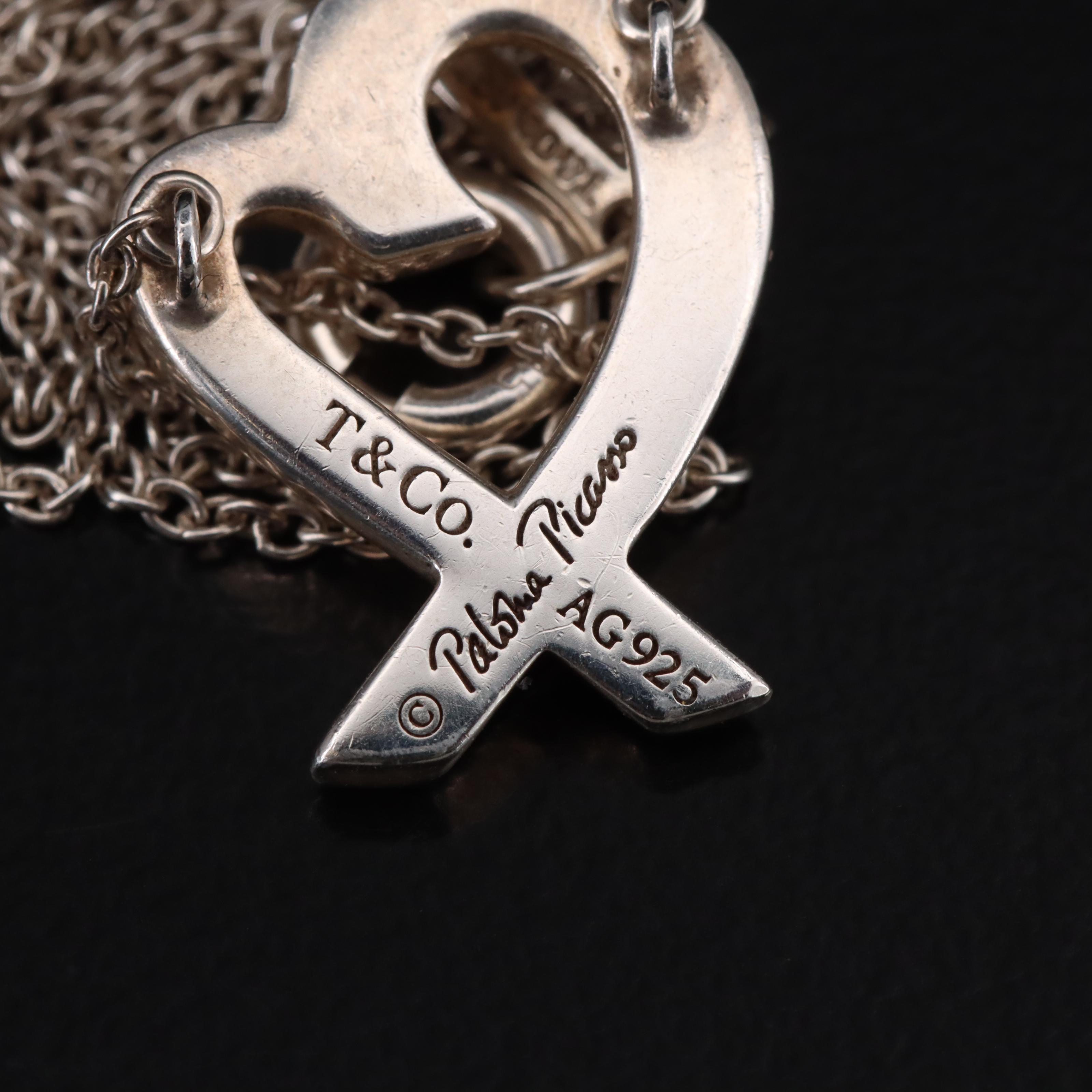 Paloma Picasso for Tiffany & Co. "Loving Heart"  Sterling Necklace with Box