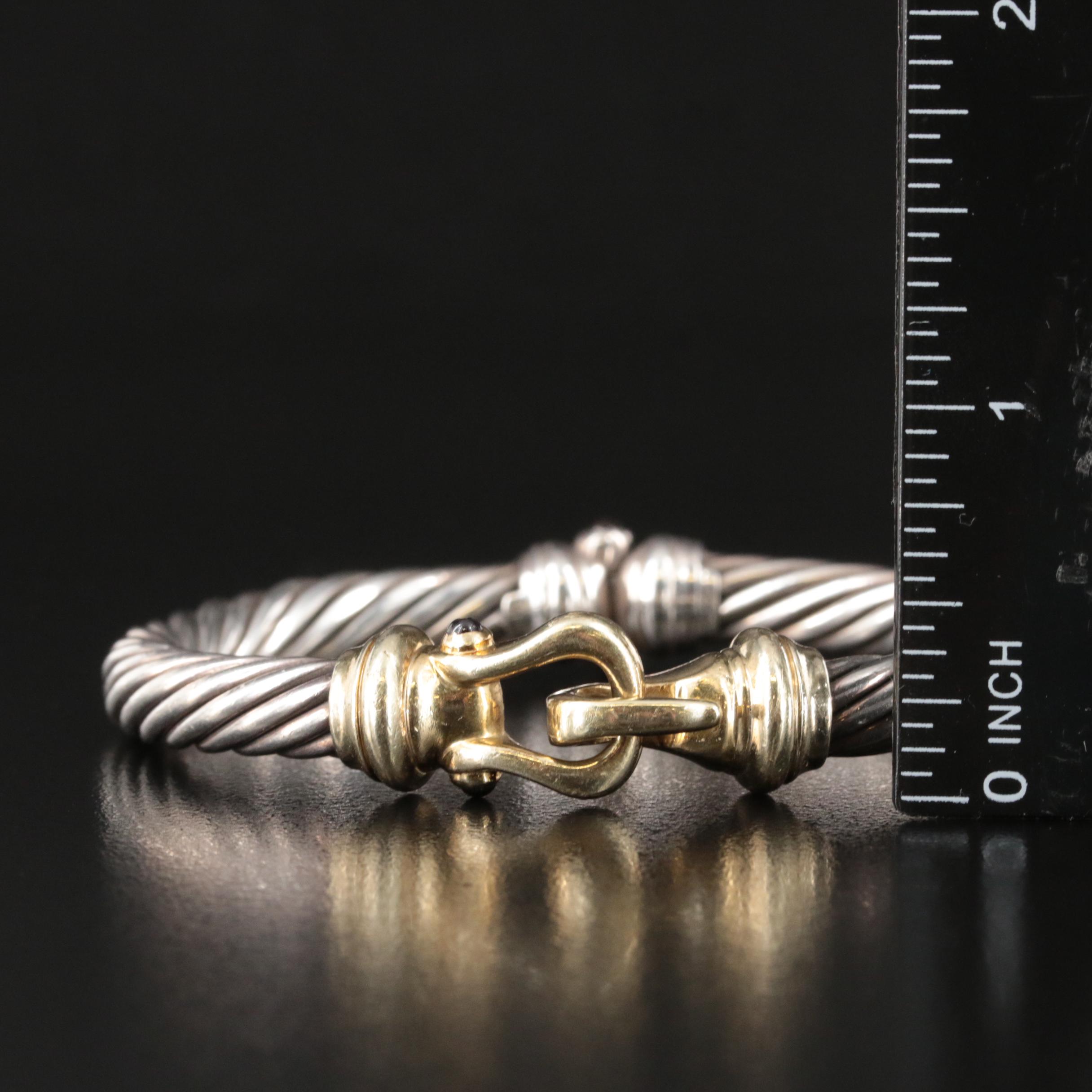 David Yurman Sterling Garnet and Citrine Cable Buckle Bracelet with 14K Accent