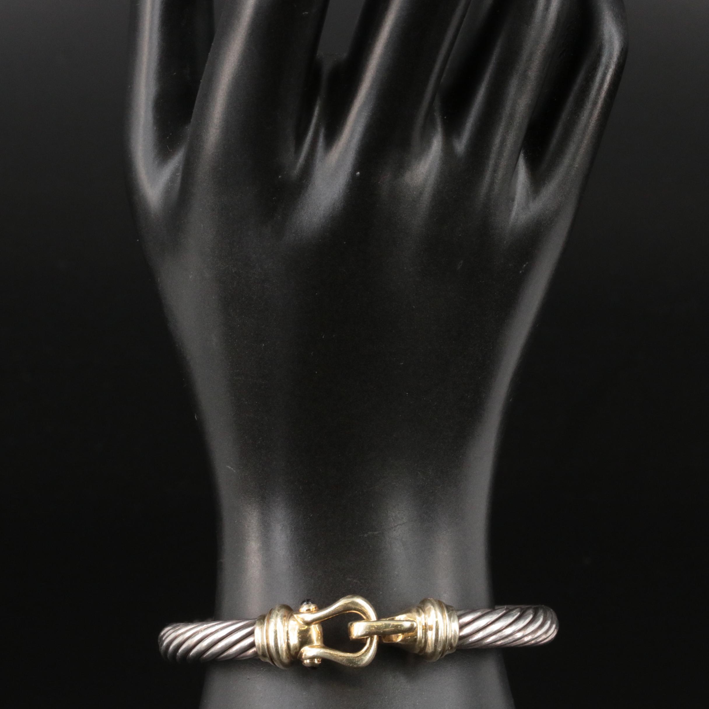 David Yurman Sterling Garnet and Citrine Cable Buckle Bracelet with 14K Accent