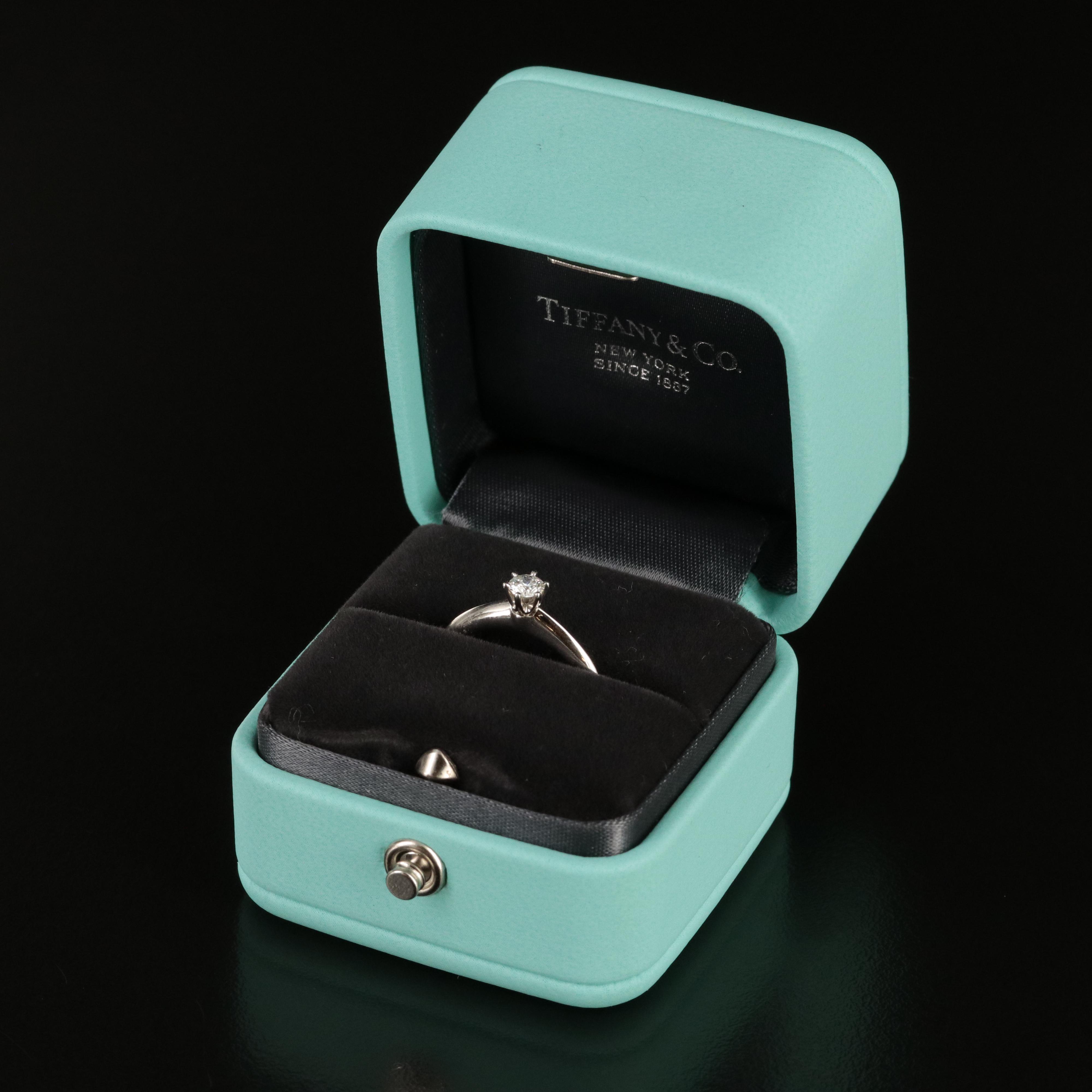 Tiffany & Co. Platinum 0.19 CT Diamond Solitaire Knife-Edge Ring