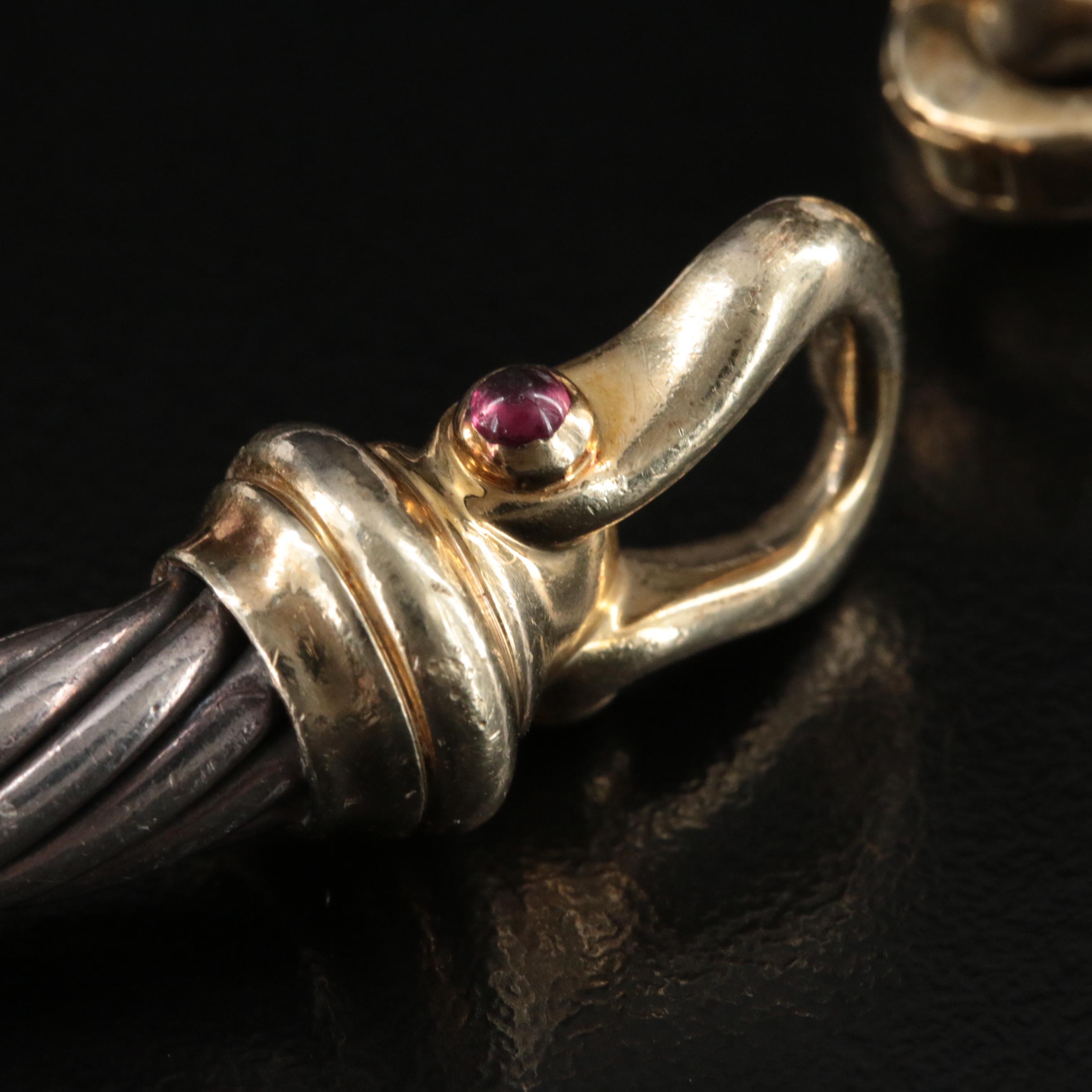 David Yurman Sterling Garnet and Citrine Cable Buckle Bracelet with 14K Accent