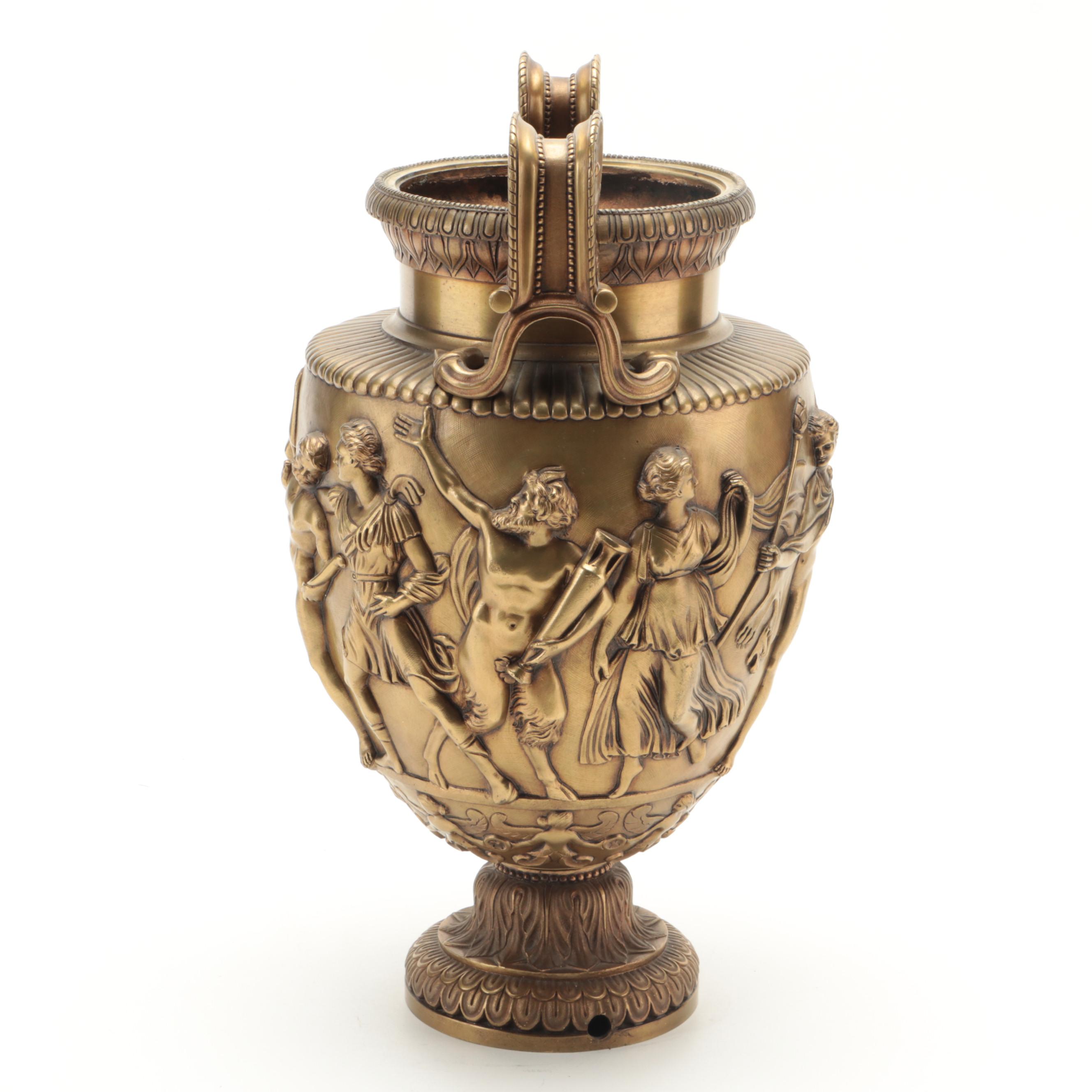 Neoclassical Style Gilt Metal Amphora Urn after the Townley Vase