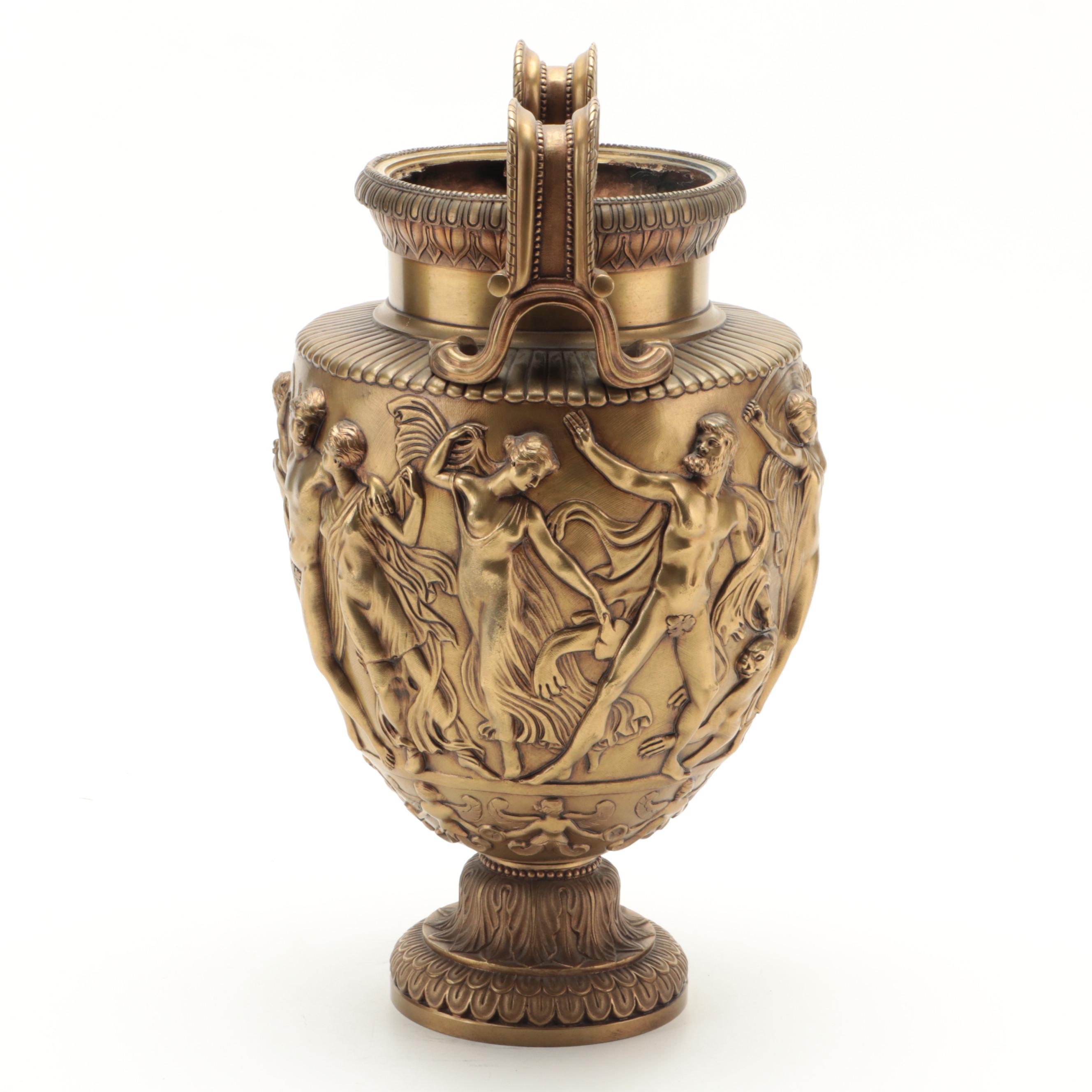 Neoclassical Style Gilt Metal Amphora Urn after the Townley Vase