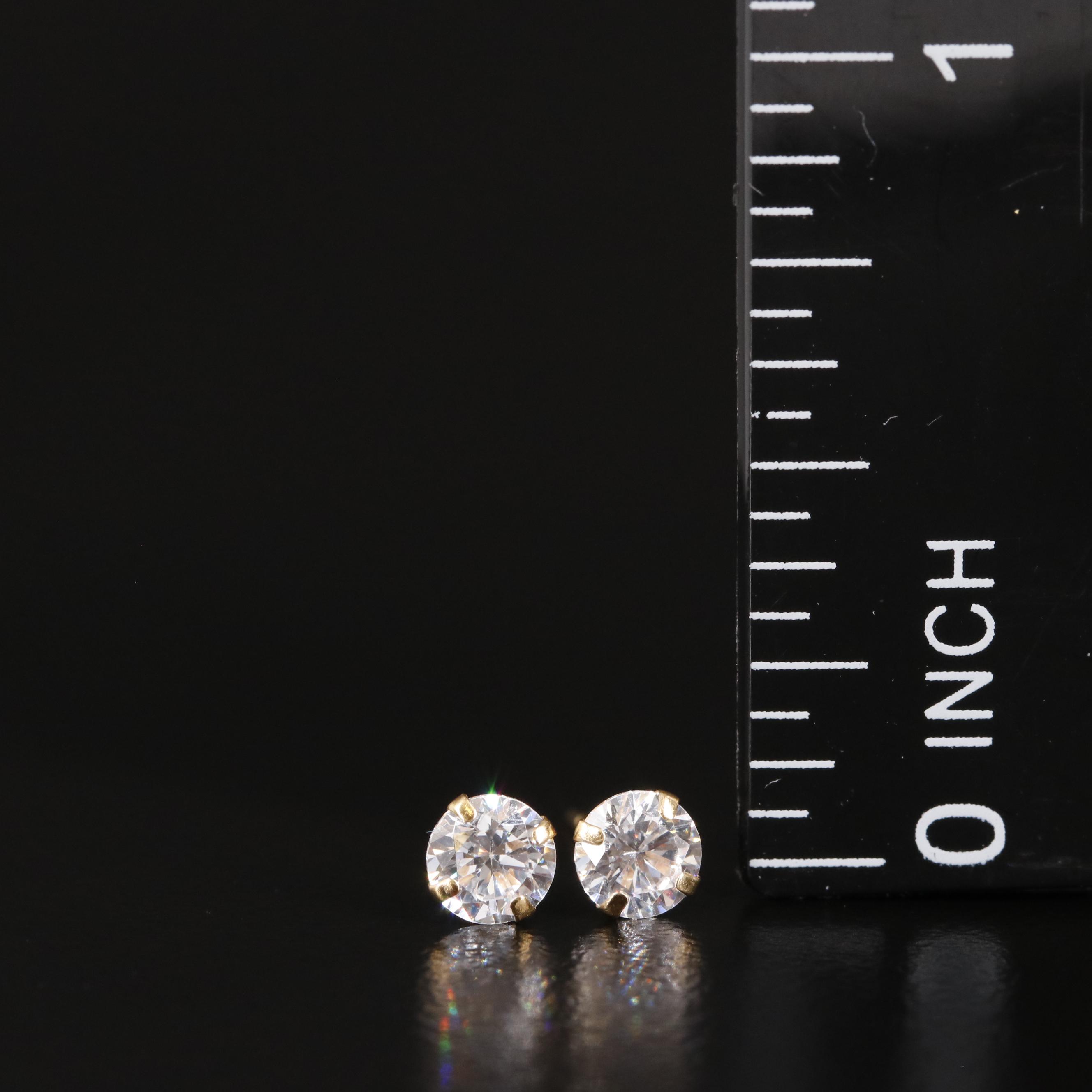 14K Cubic Zirconia Round Stud Earrings
