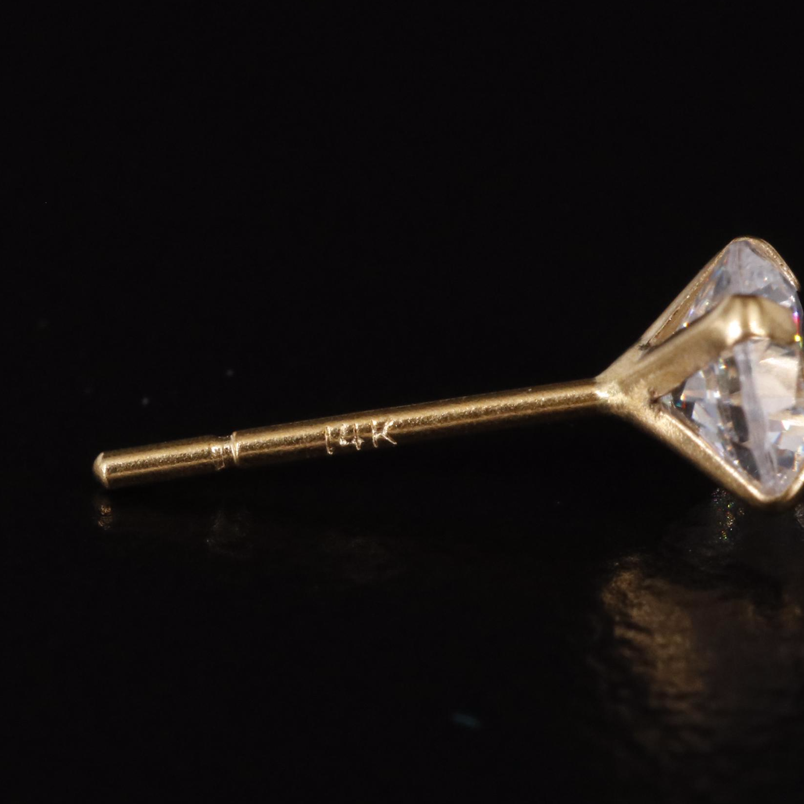 14K Cubic Zirconia Round Stud Earrings