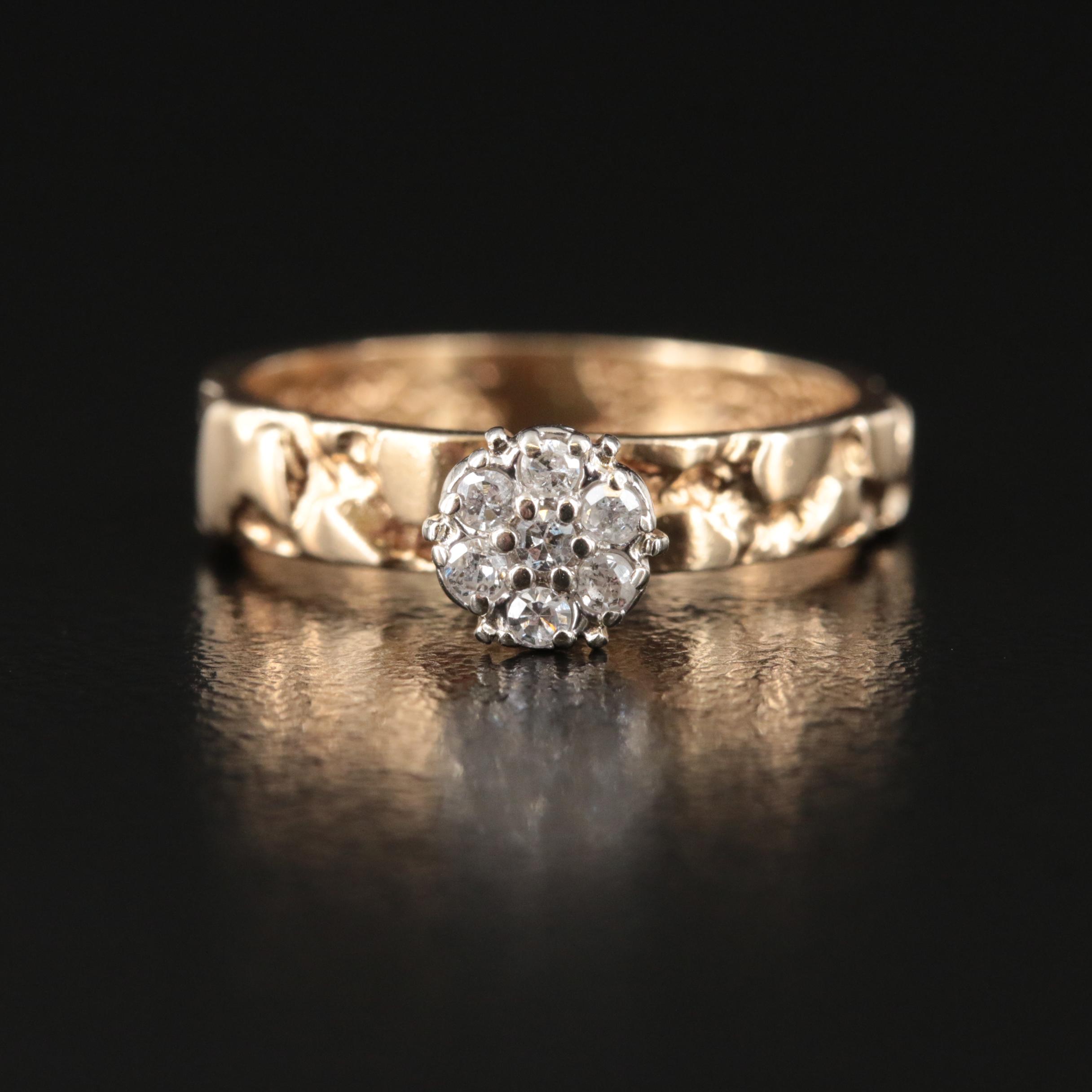 10K 0.10 CTW Diamond Nugget Ring