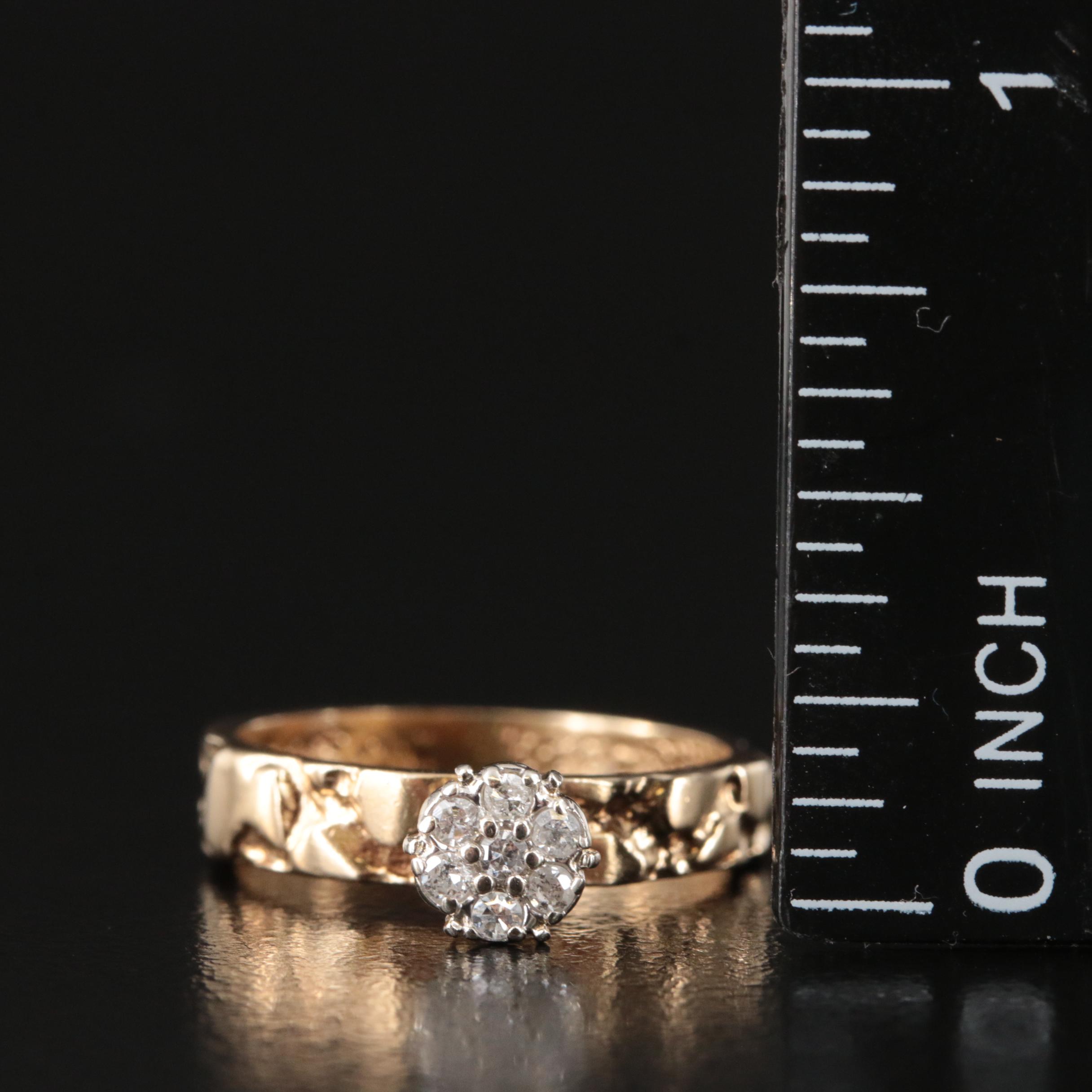 10K 0.10 CTW Diamond Nugget Ring