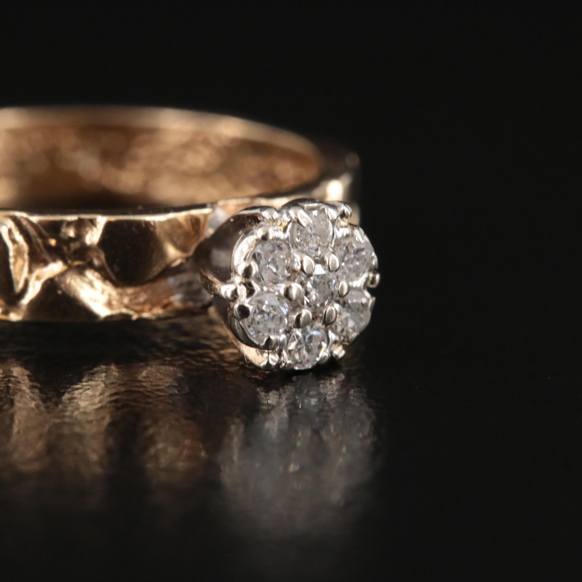 10K 0.10 CTW Diamond Nugget Ring