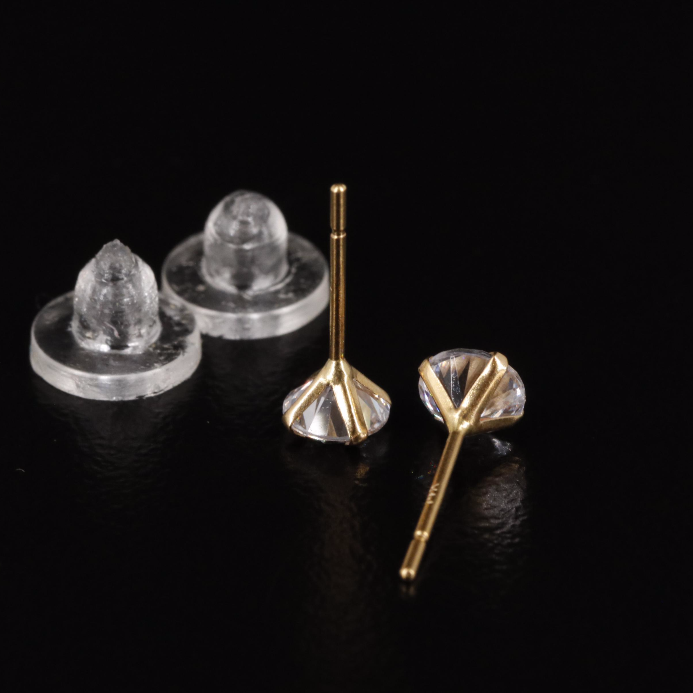 14K Cubic Zirconia Round Stud Earrings