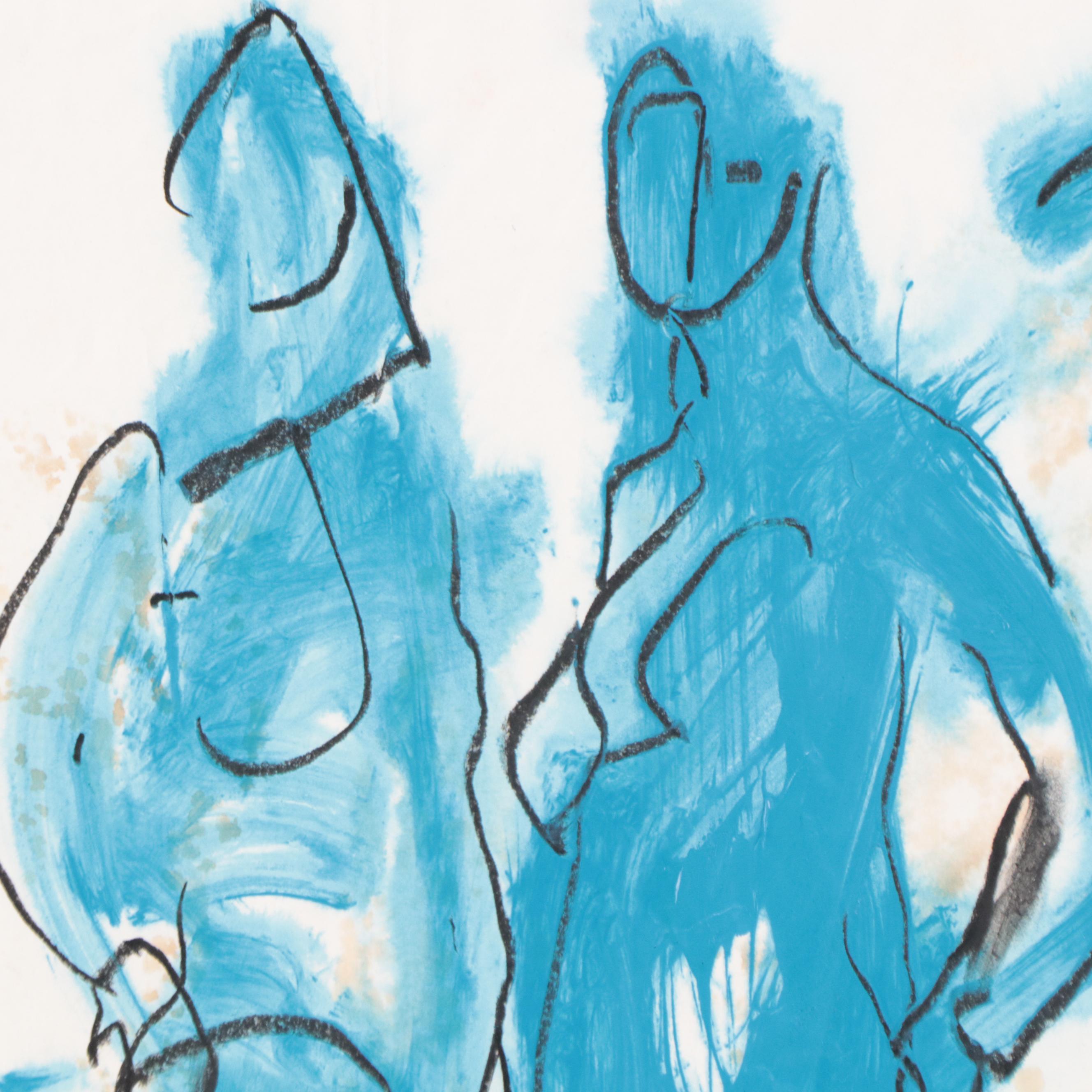 Jack Meanwell Figural Mixed Media Painting