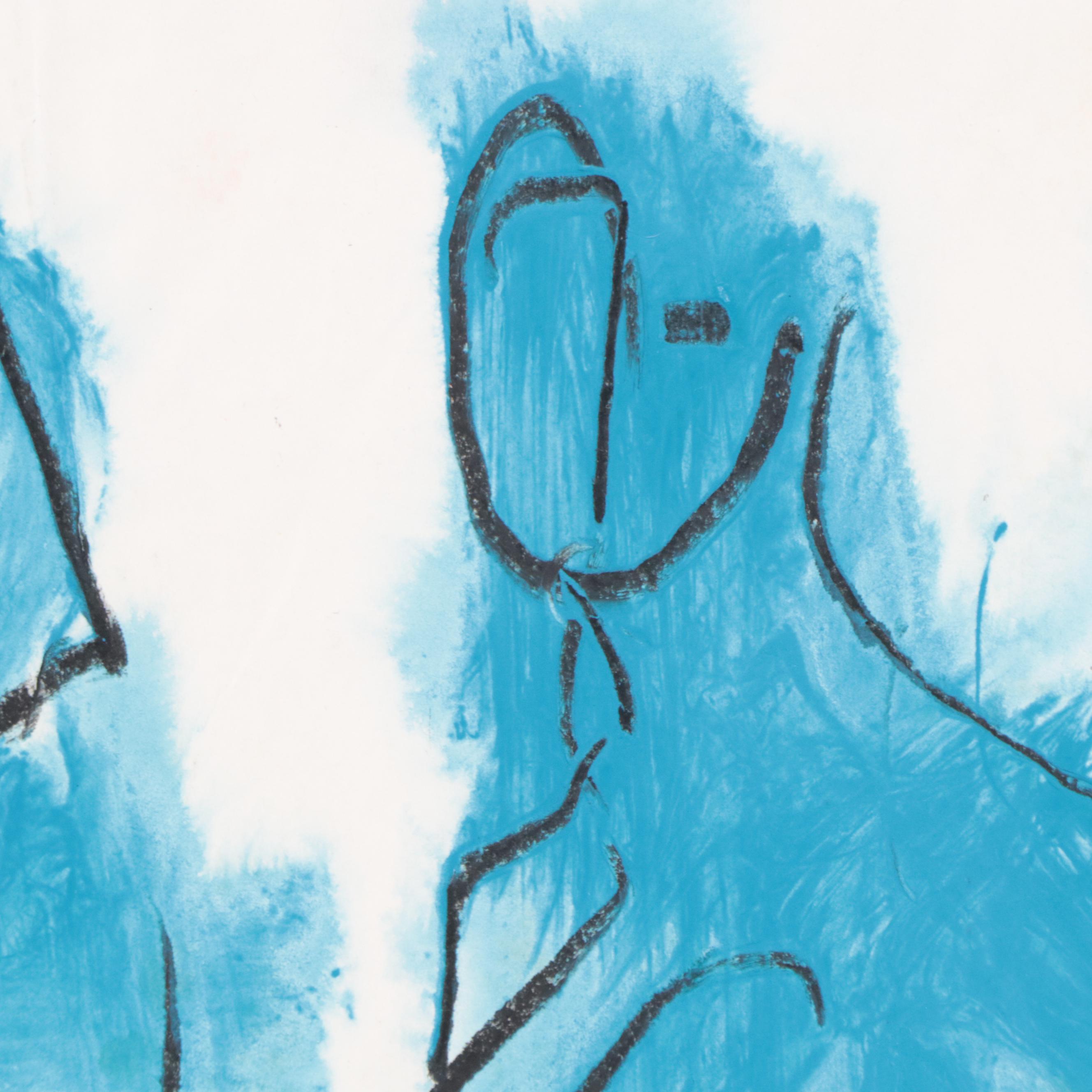 Jack Meanwell Figural Mixed Media Painting