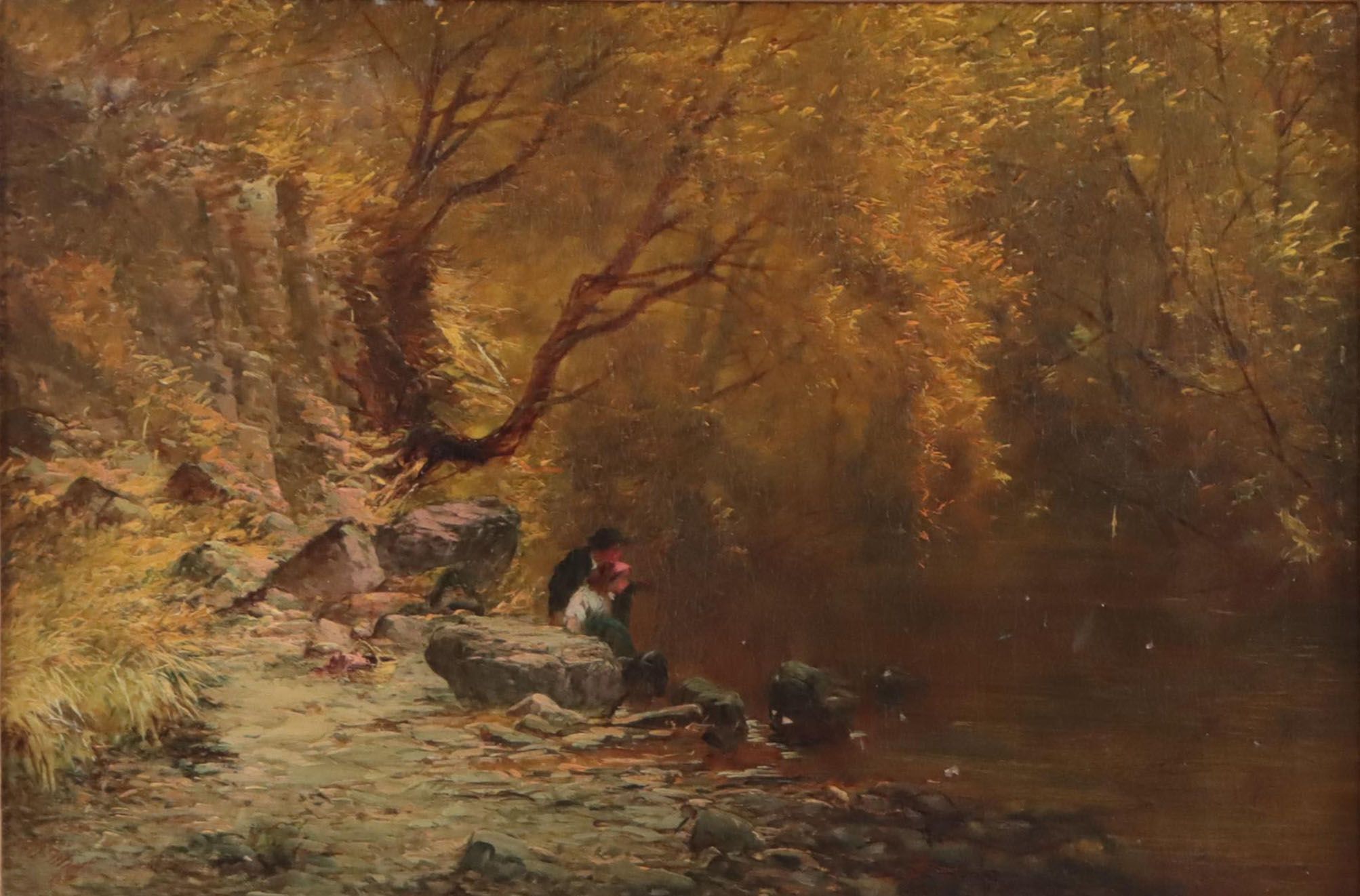 Thomas Dingle Forest Riverscape Oil Painting "The Kingfisher's Haut"