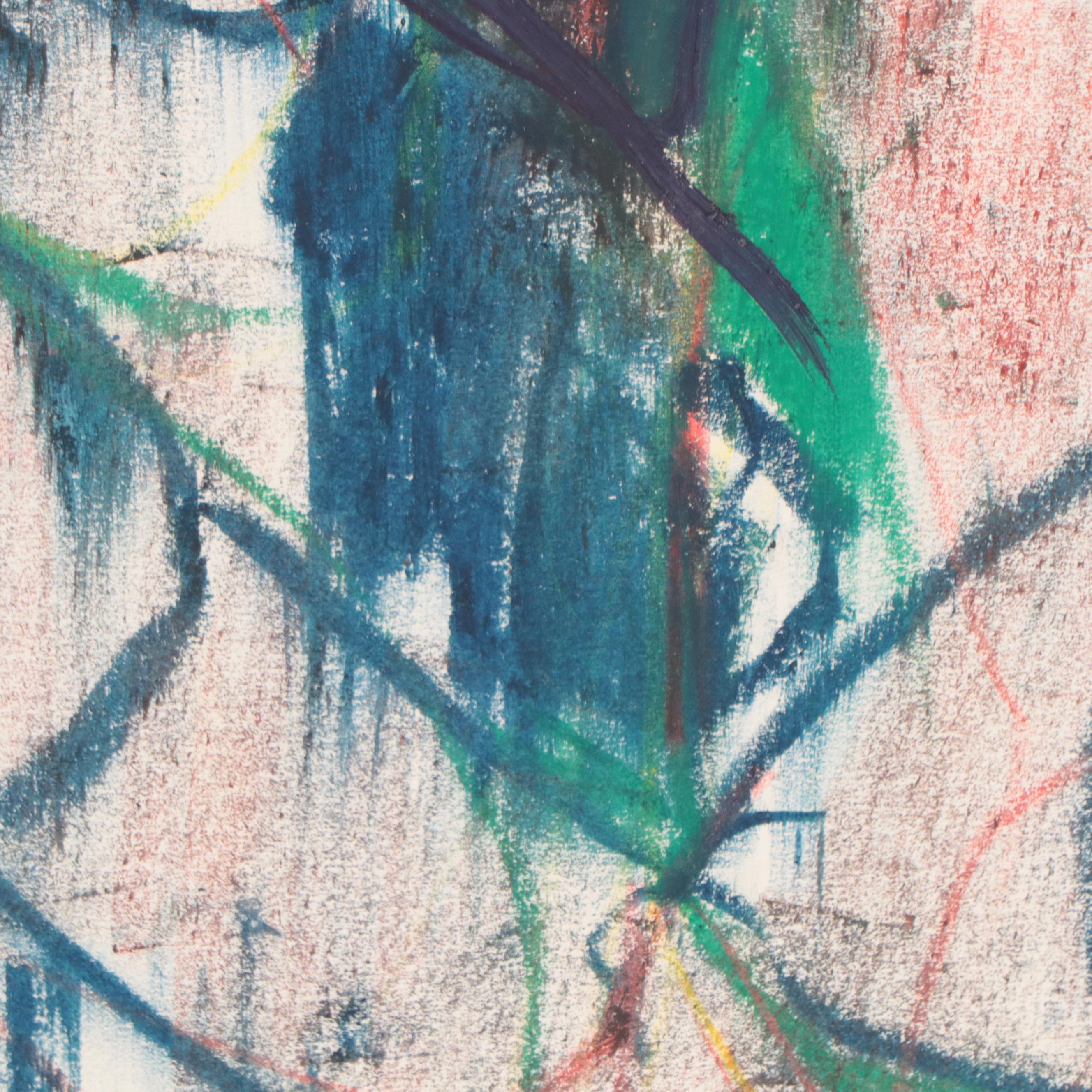 Jack Meanwell Figural Oil Pastel Drawing, 1979