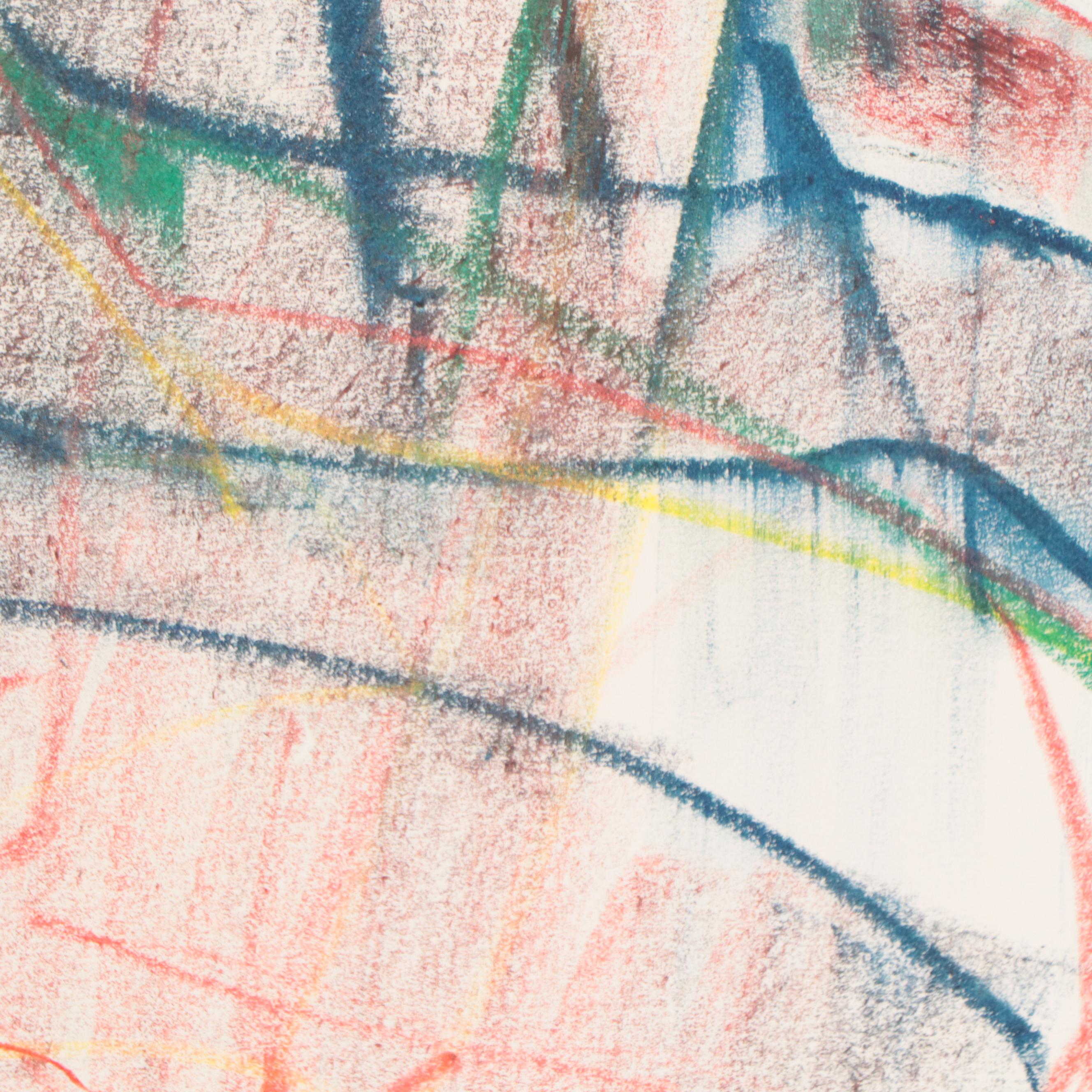 Jack Meanwell Figural Oil Pastel Drawing, 1979