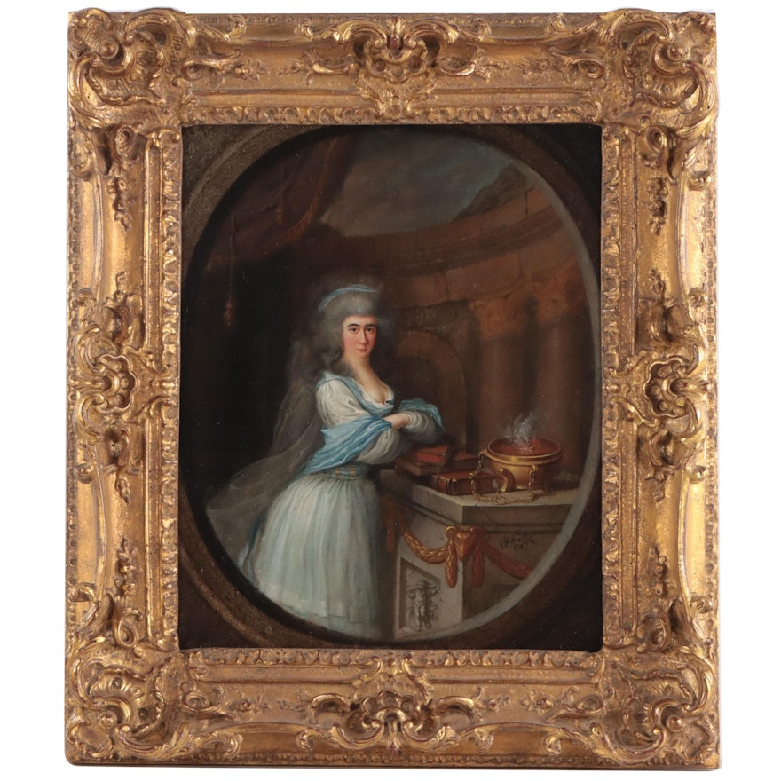 Germain-Joseph Hallez Portrait Oil Painting of a Lady, 1787