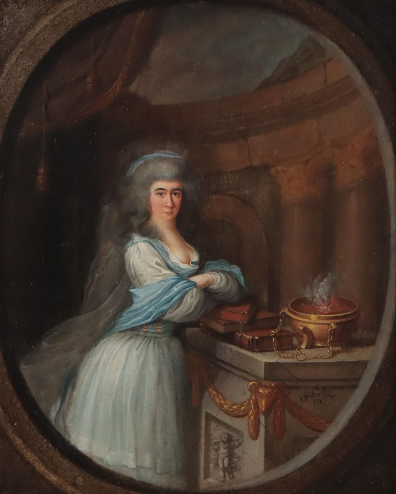Germain-Joseph Hallez Portrait Oil Painting of a Lady, 1787