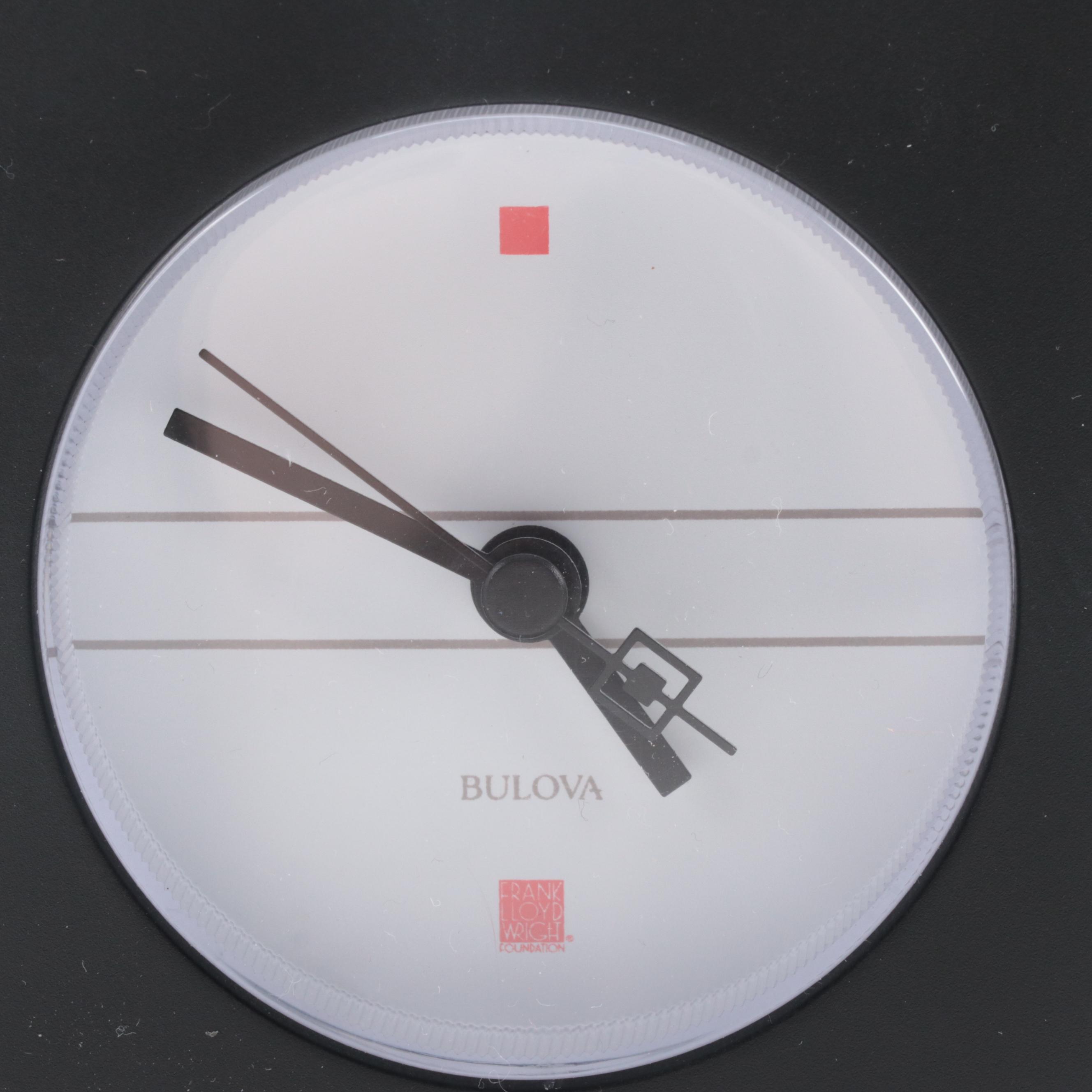 Bulova Frank Lloyd Wright Style Clock with Frank Lloyd Wright Style Table Décor