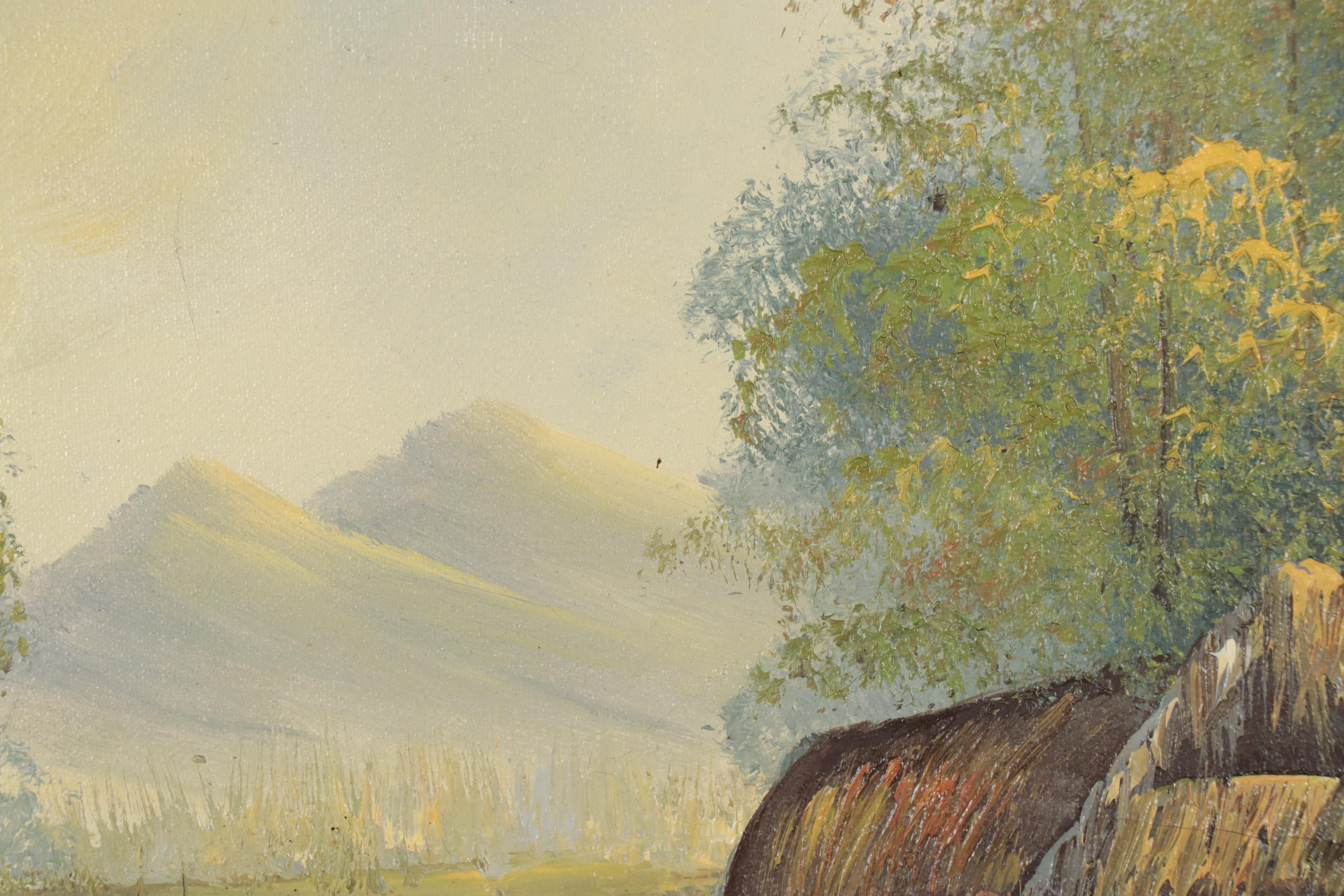 Idyllic Country Landscape Oil Painting