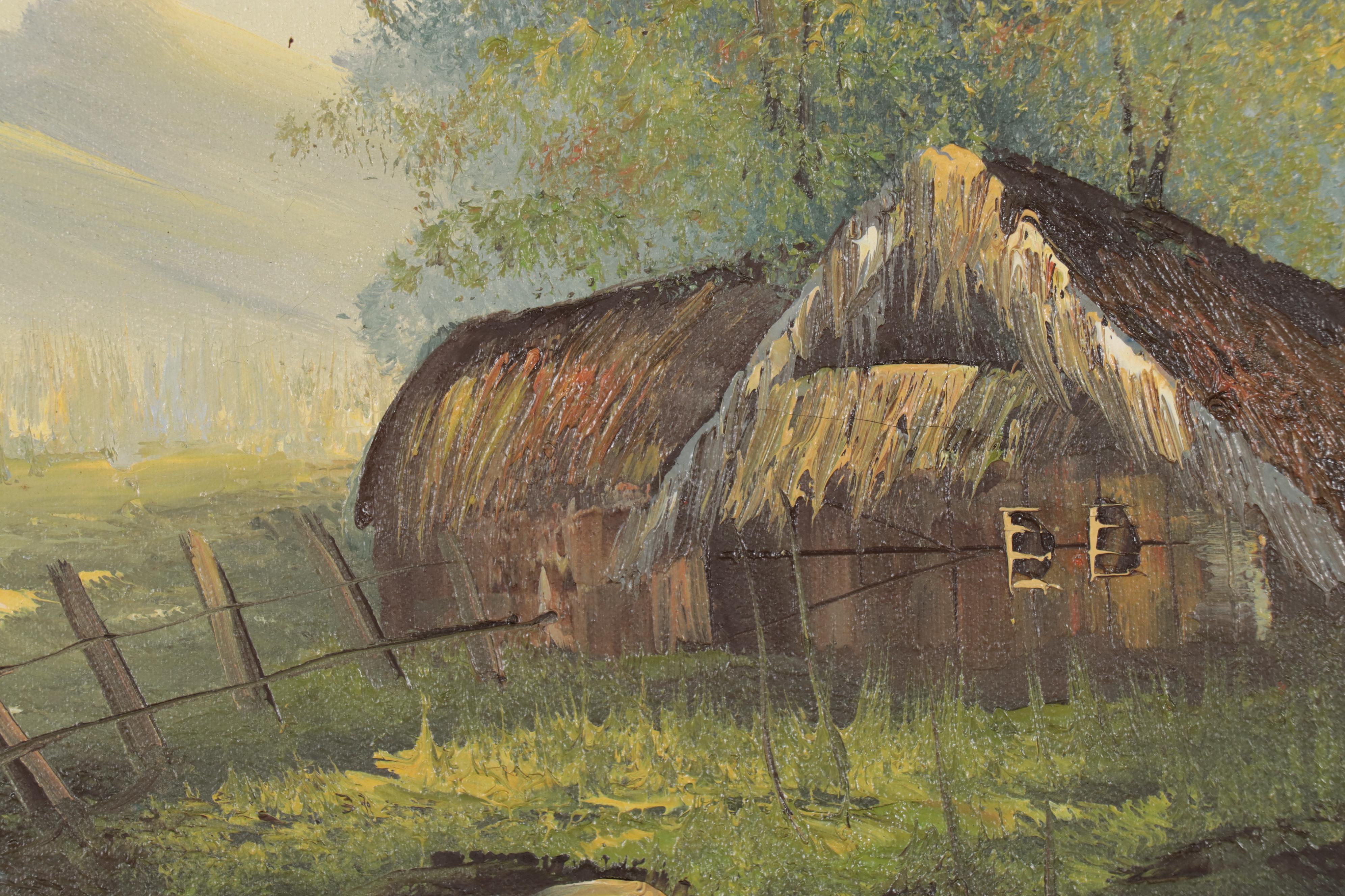 Idyllic Country Landscape Oil Painting