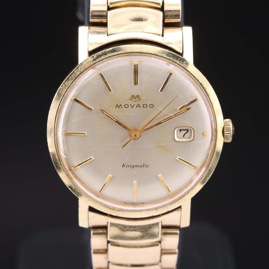 Vintage Movado Kingmatic Gold Shell Wristwatch