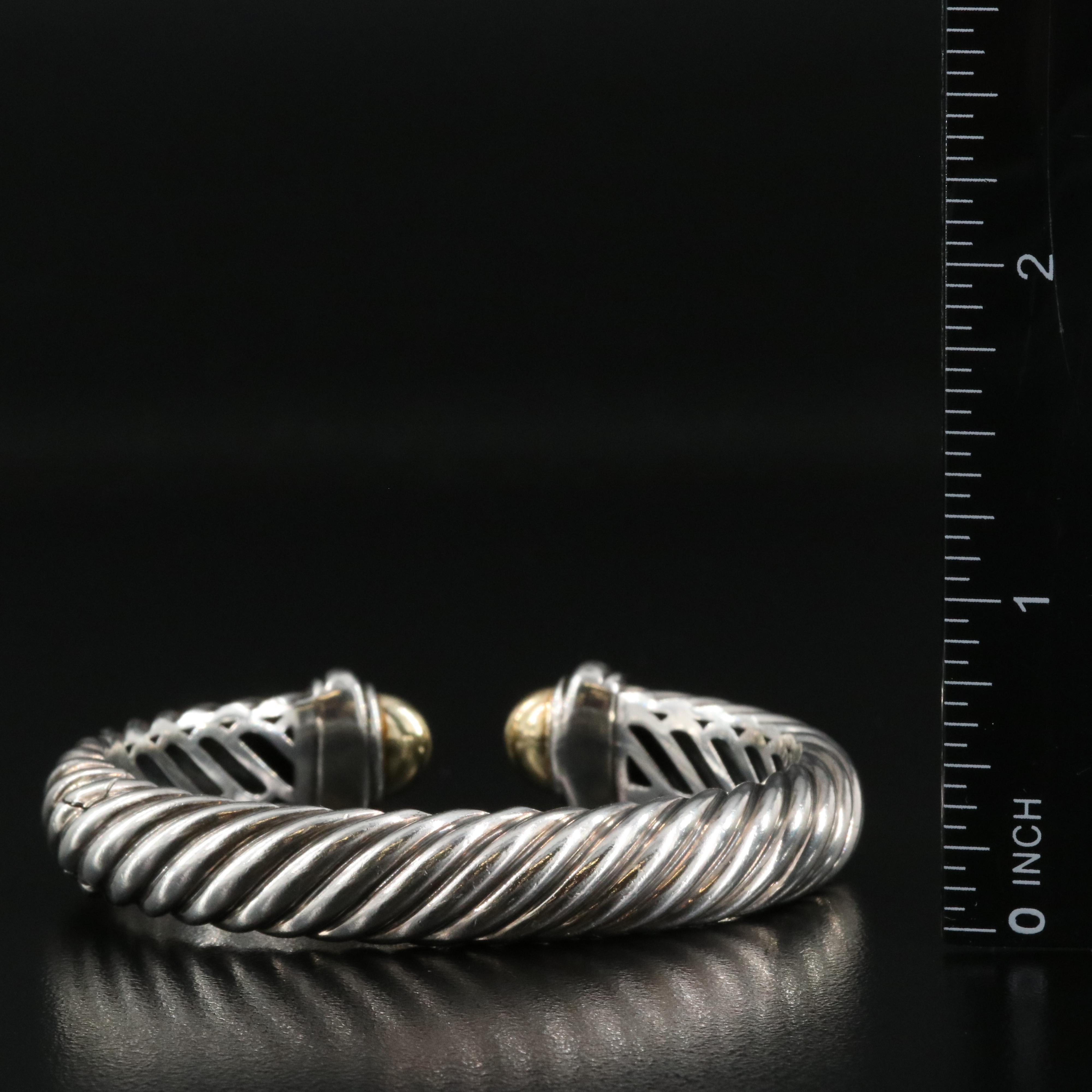 David Yurman Sterling Sculpted Cable Kick Cuff with 18K Accents