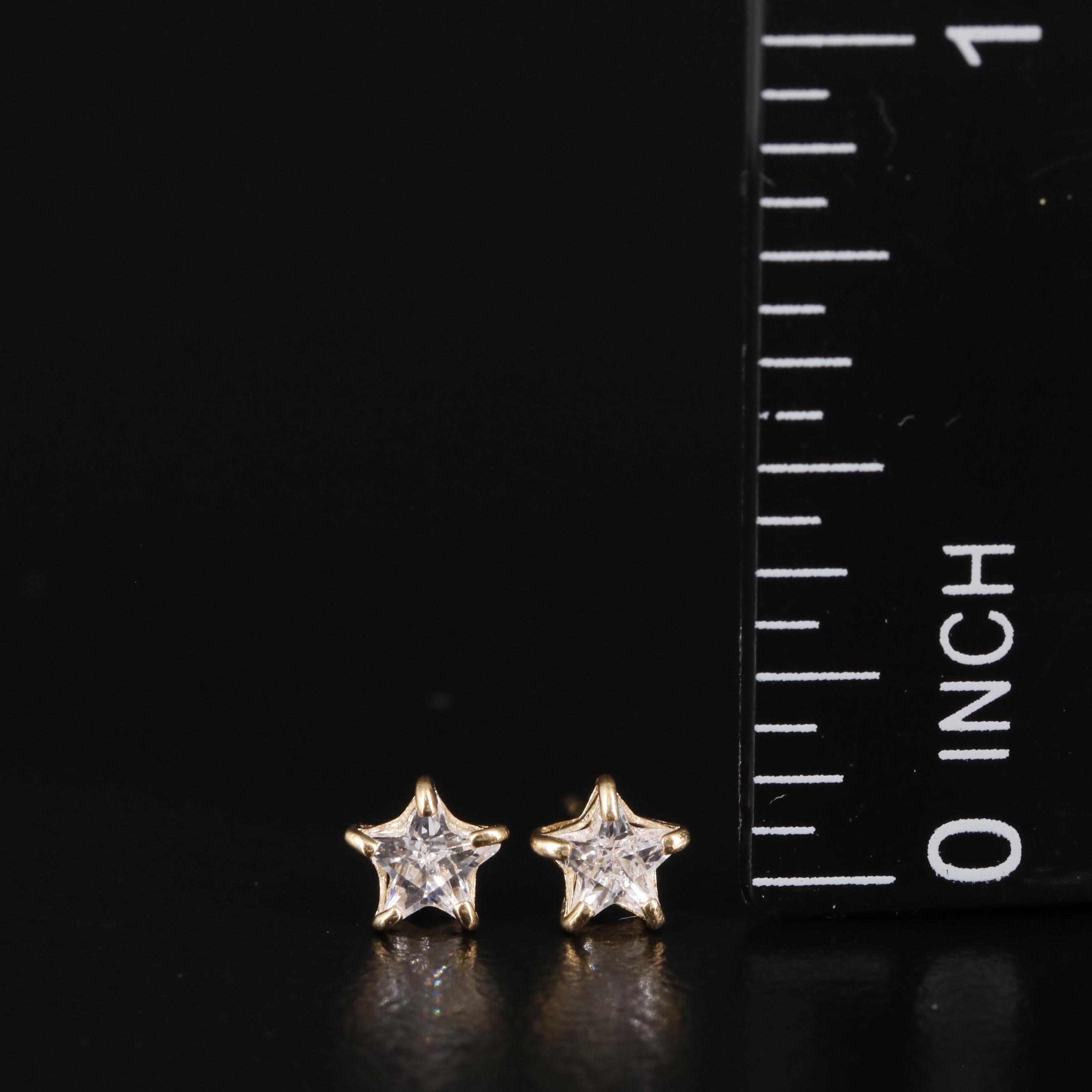 14K Cubic Zirconia Star Stud Earrings