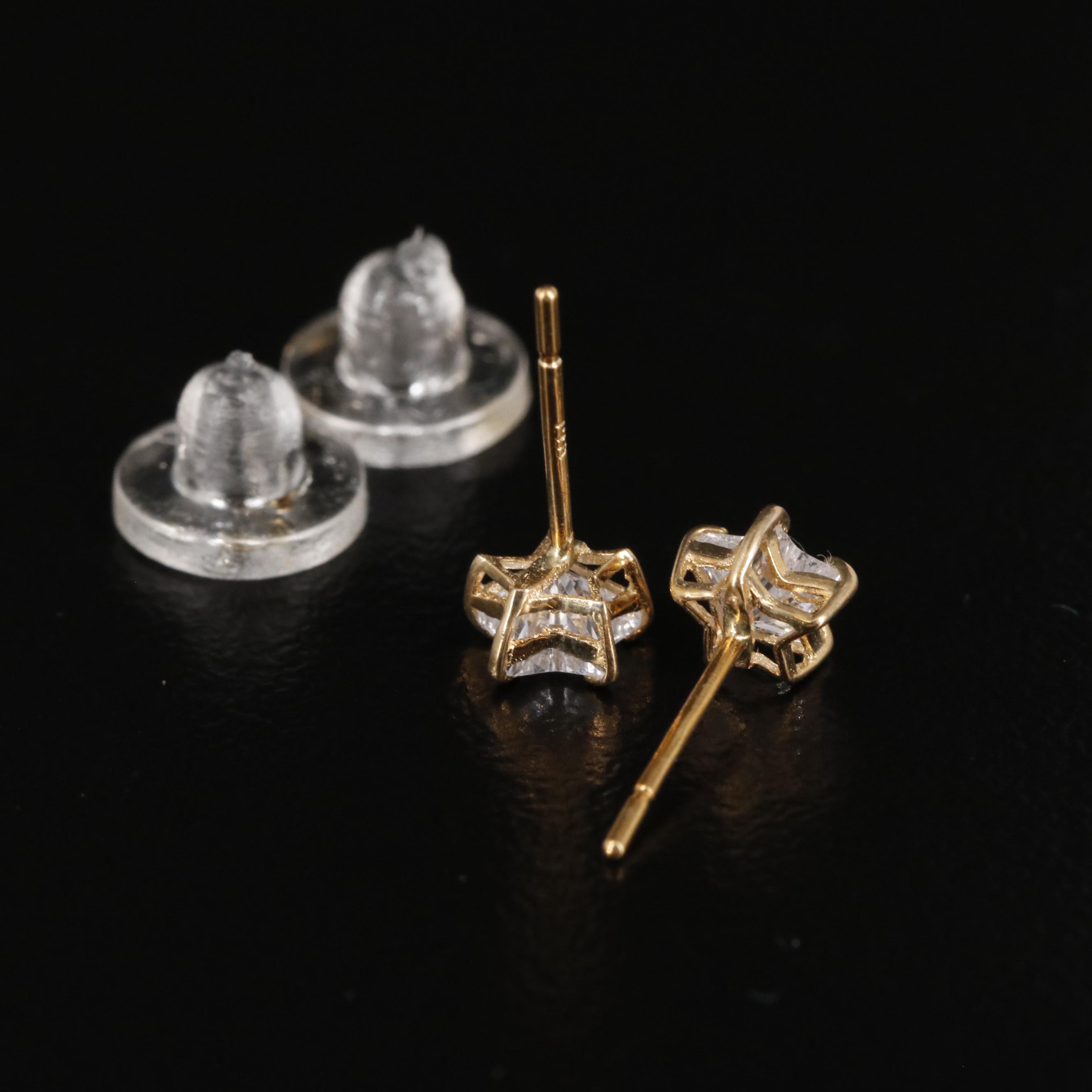 14K Cubic Zirconia Star Stud Earrings