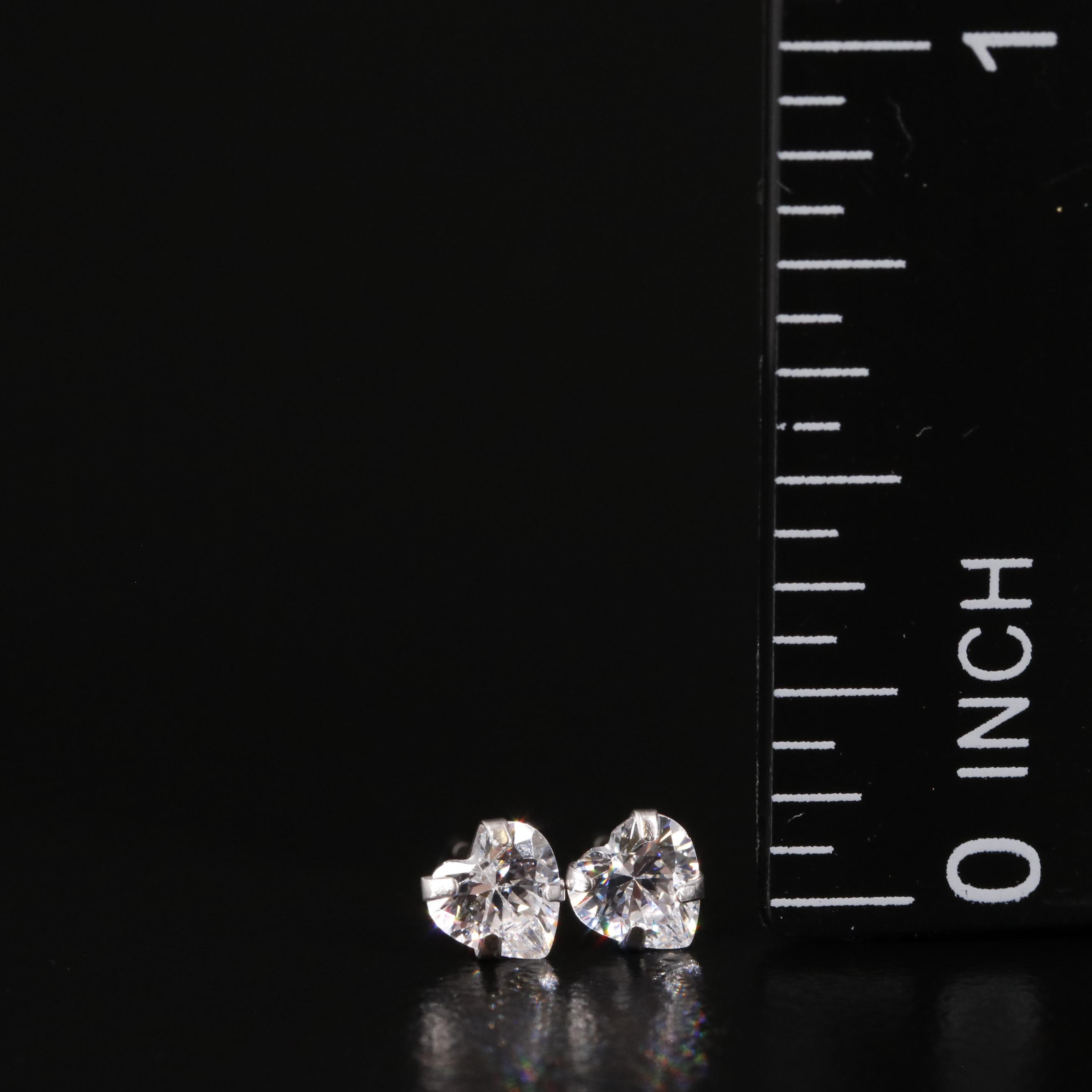 14K Cubic Zirconia Heart Stud Earrings