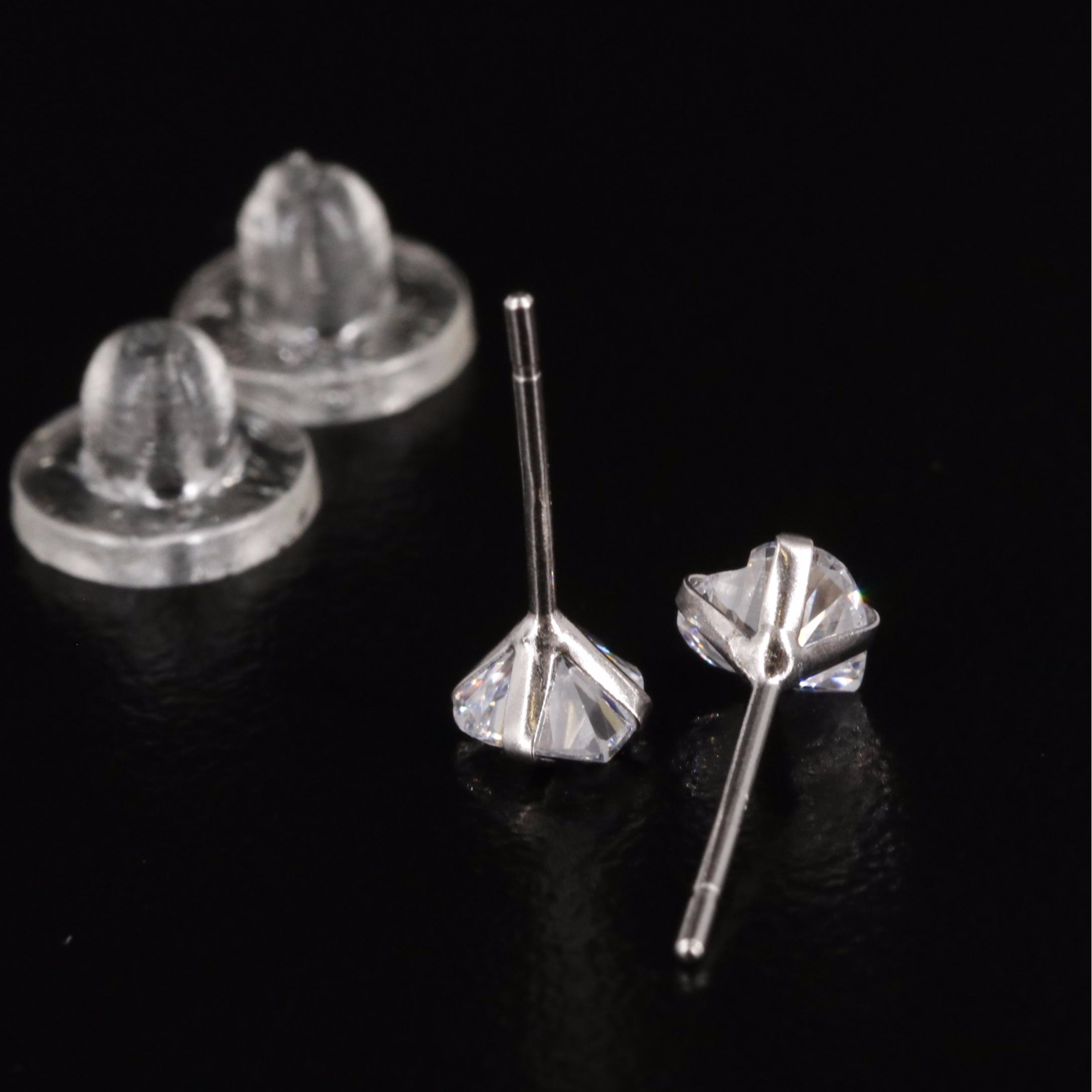 14K Cubic Zirconia Heart Stud Earrings