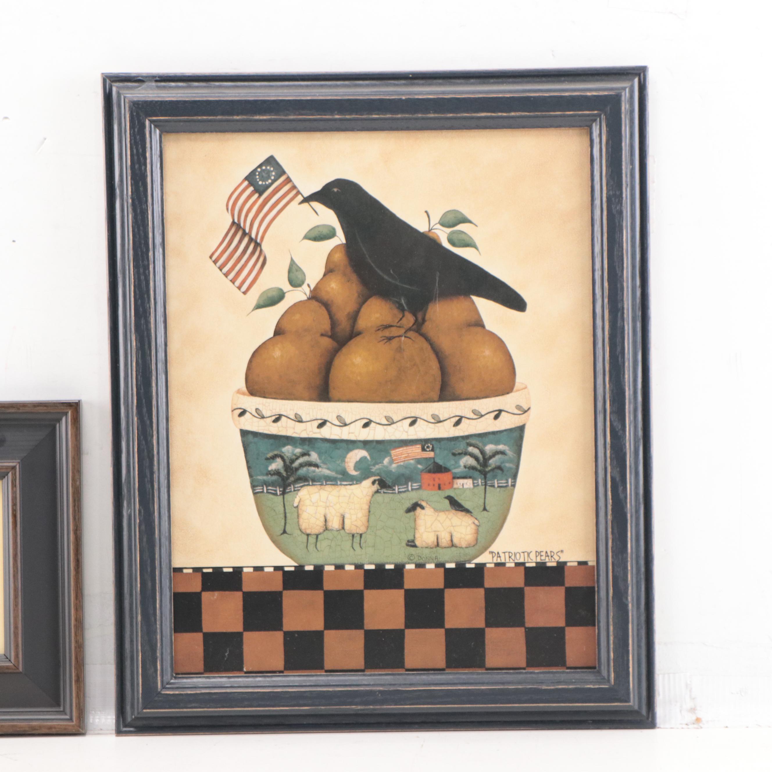 Folk Art Style Reproduction Prints Featuring Crows
