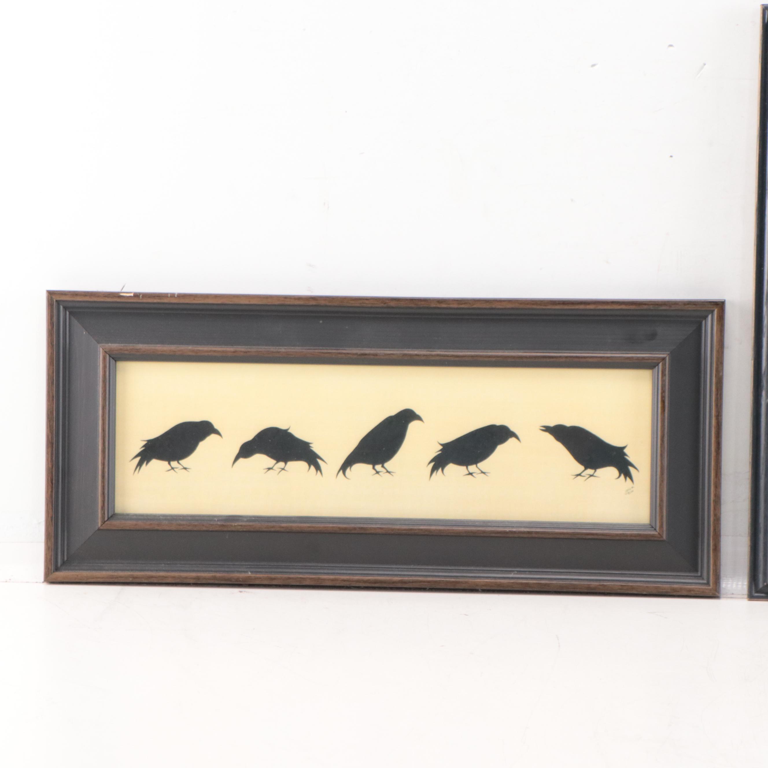 Folk Art Style Reproduction Prints Featuring Crows