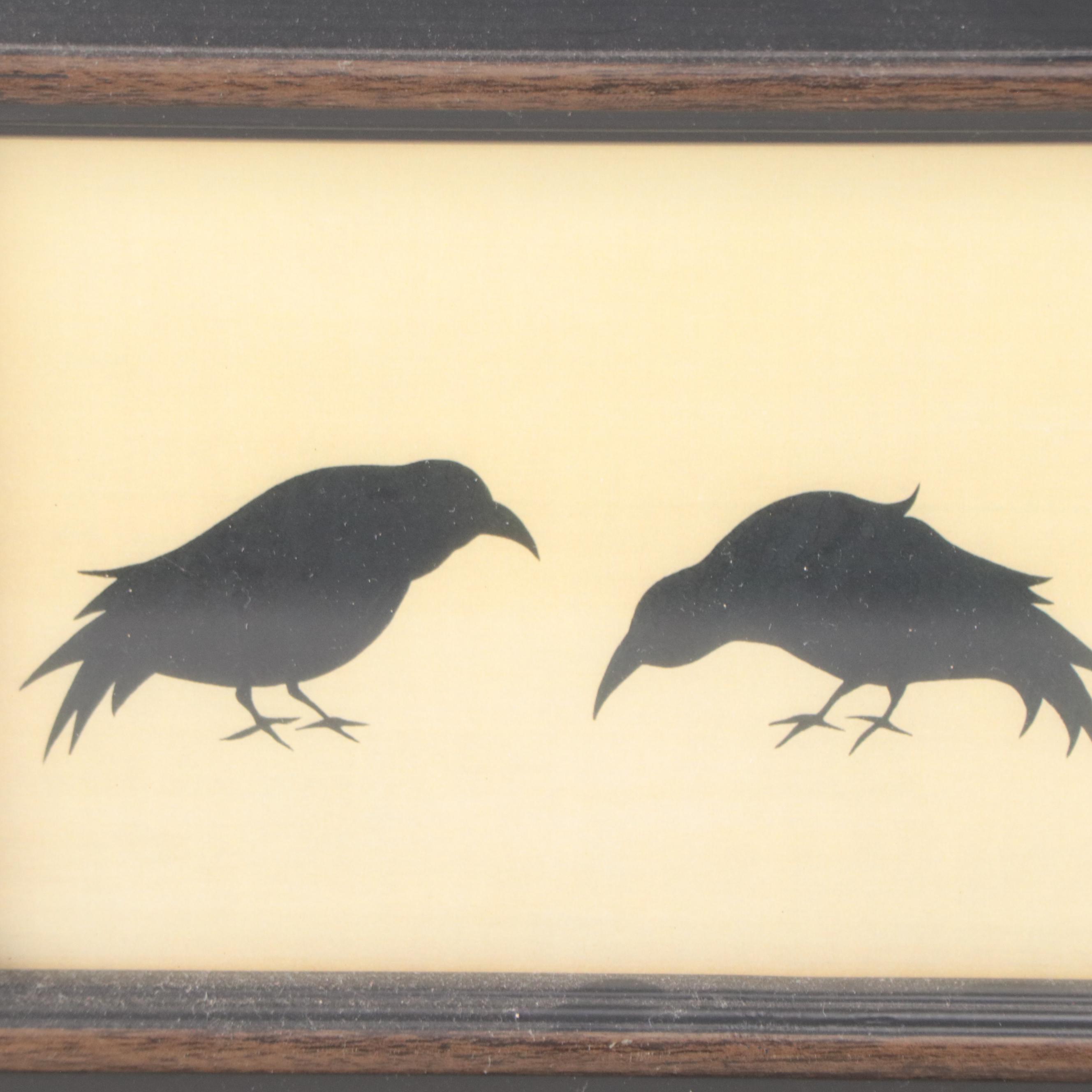 Folk Art Style Reproduction Prints Featuring Crows